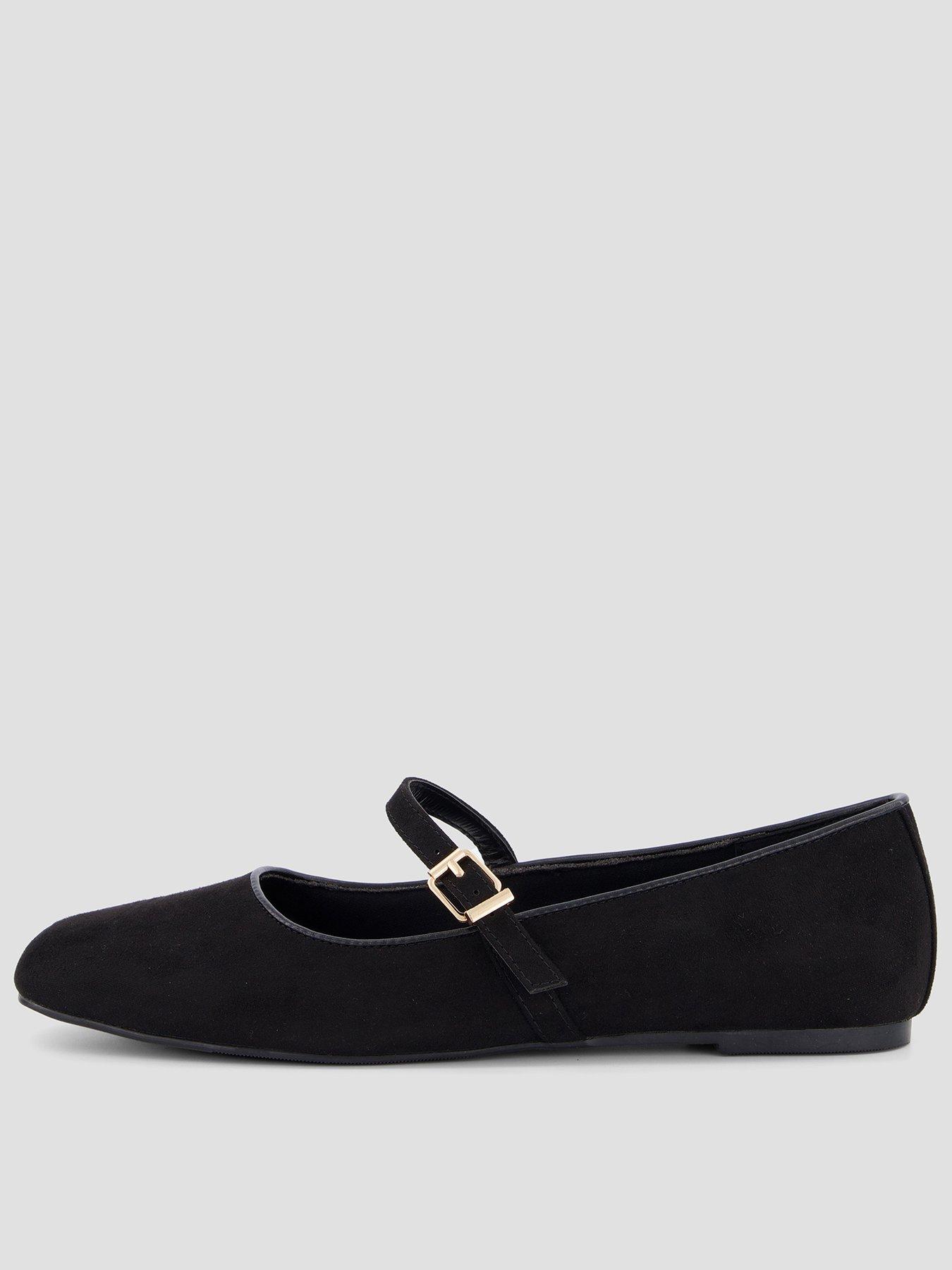 The Very Collection Mary Jane Ballerina Flat Shoes - Black
