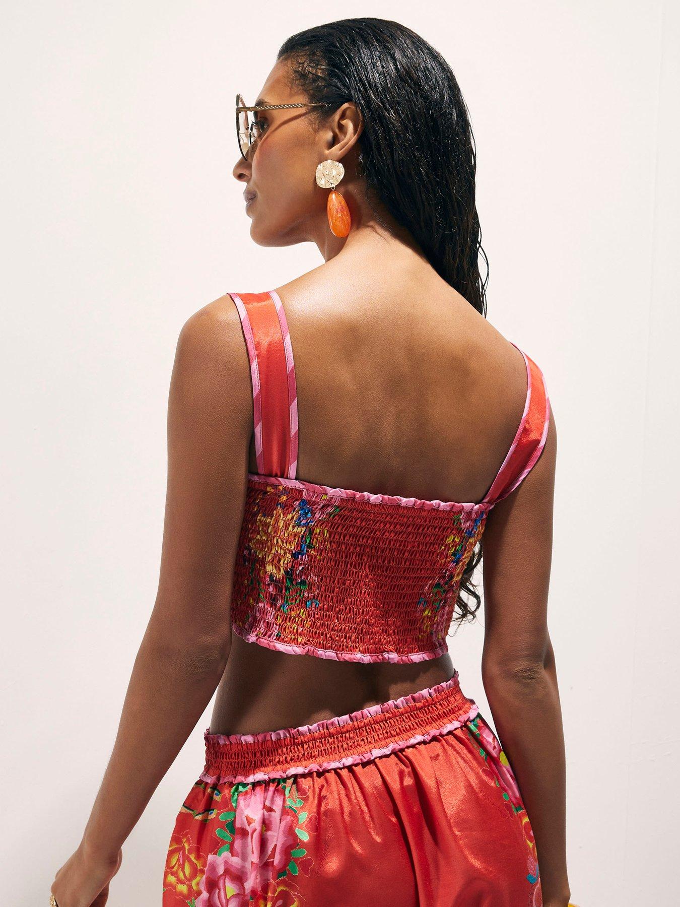 Image 2 of 4 of River Island Floral Crop Top - Red
