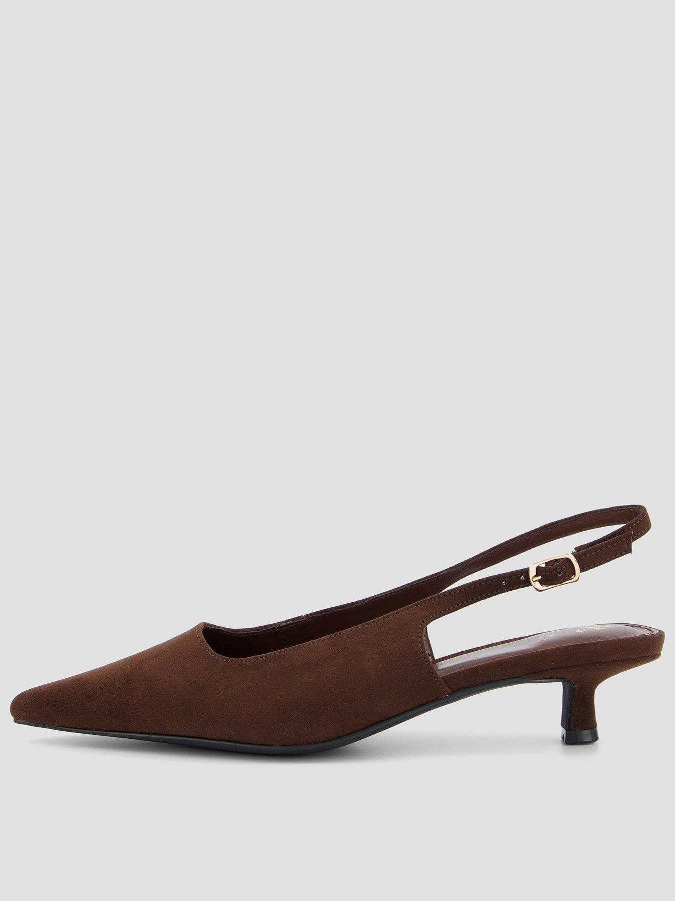 The Very Collection Low Kitten Heel Sling - Chocolate