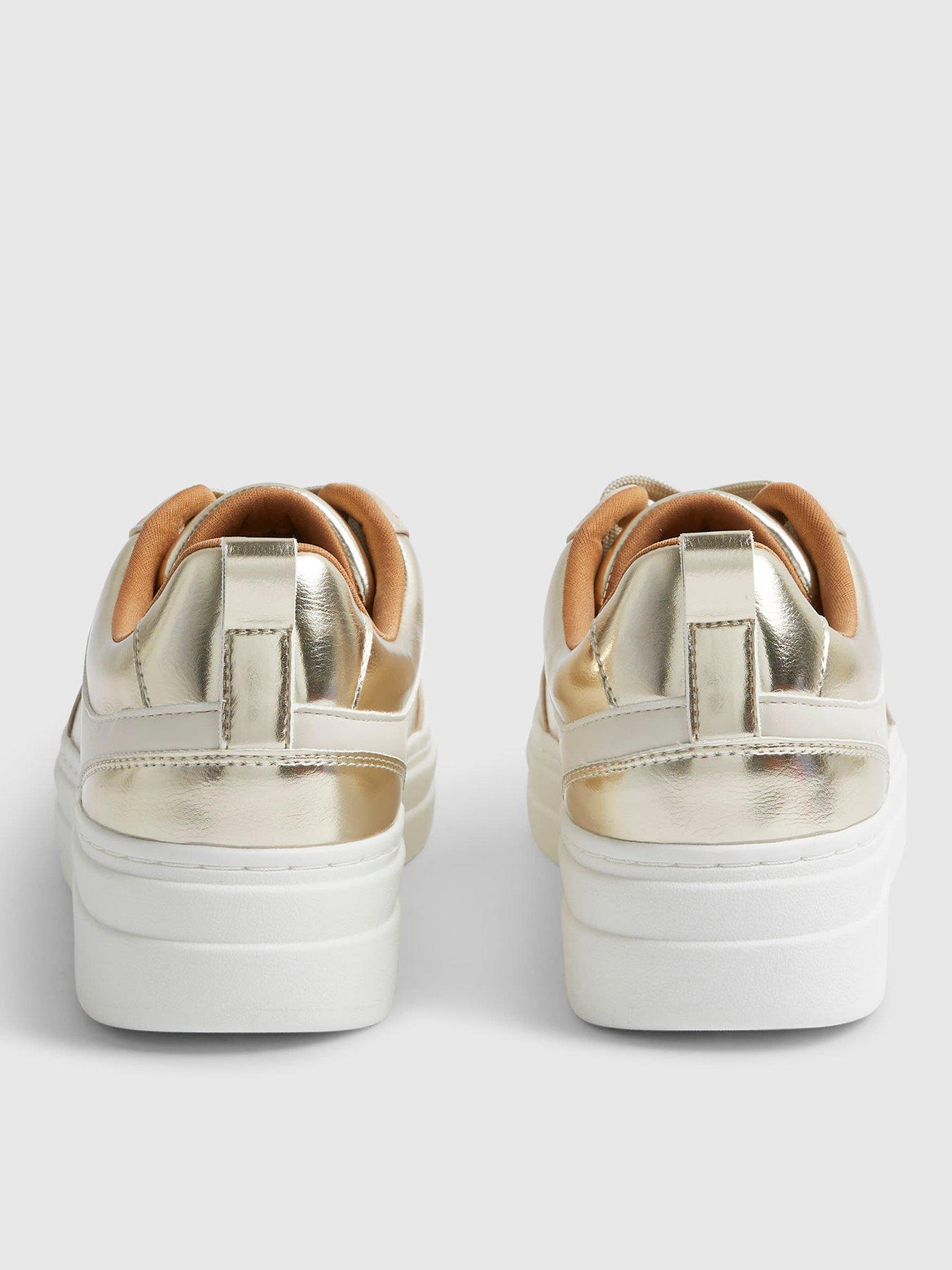 Image 4 of 6 of River Island Retro Platform Lace Up Trainer - Gold