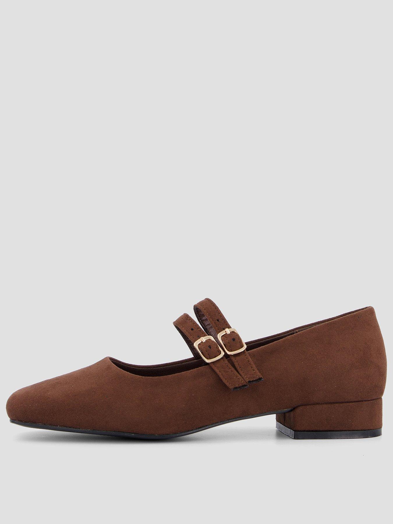 The Very Collection Wide Fit Low Heel Mary Jane Shoes - Brown