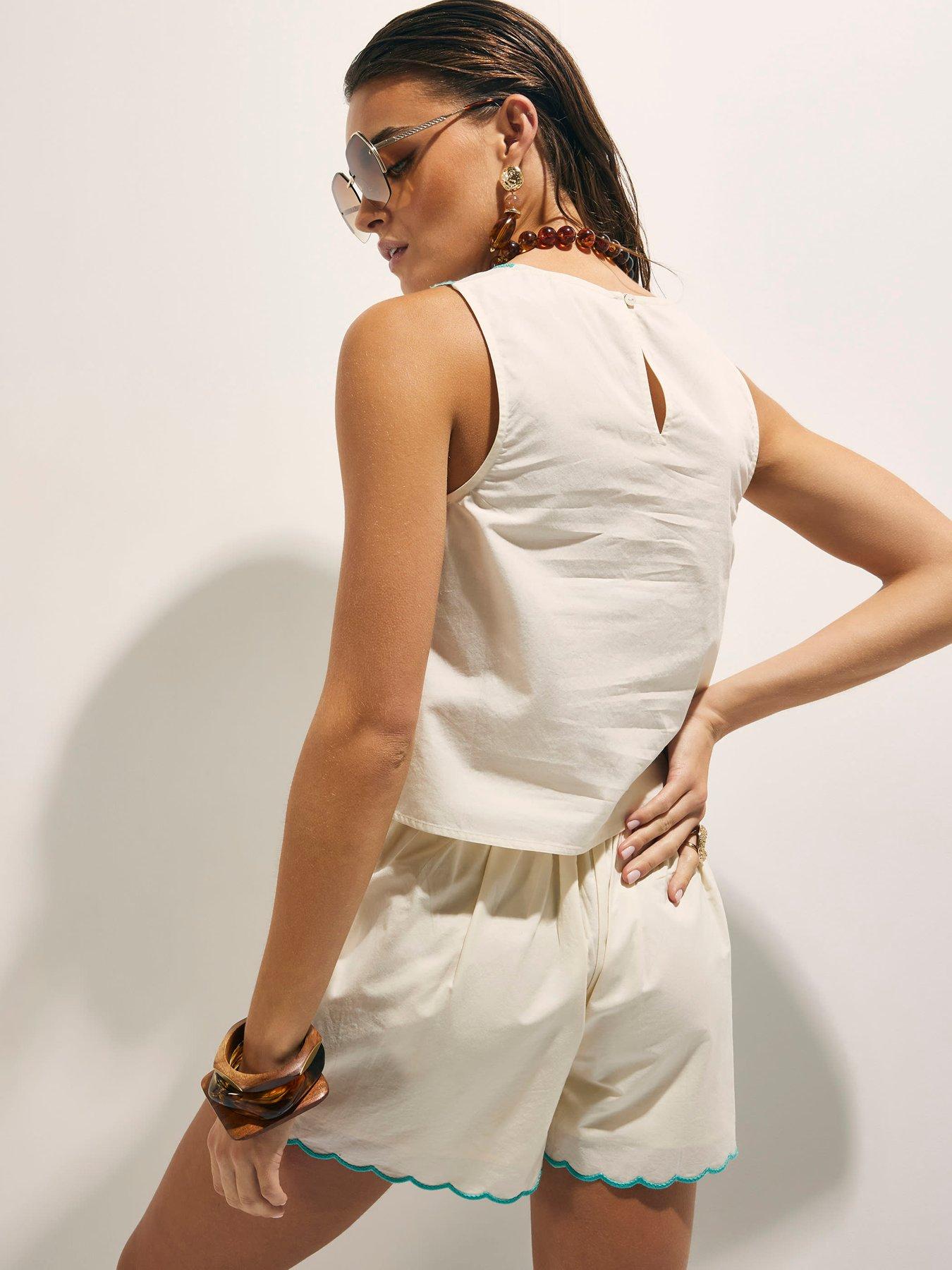  image of river-island-emb-stitch-tank-cream