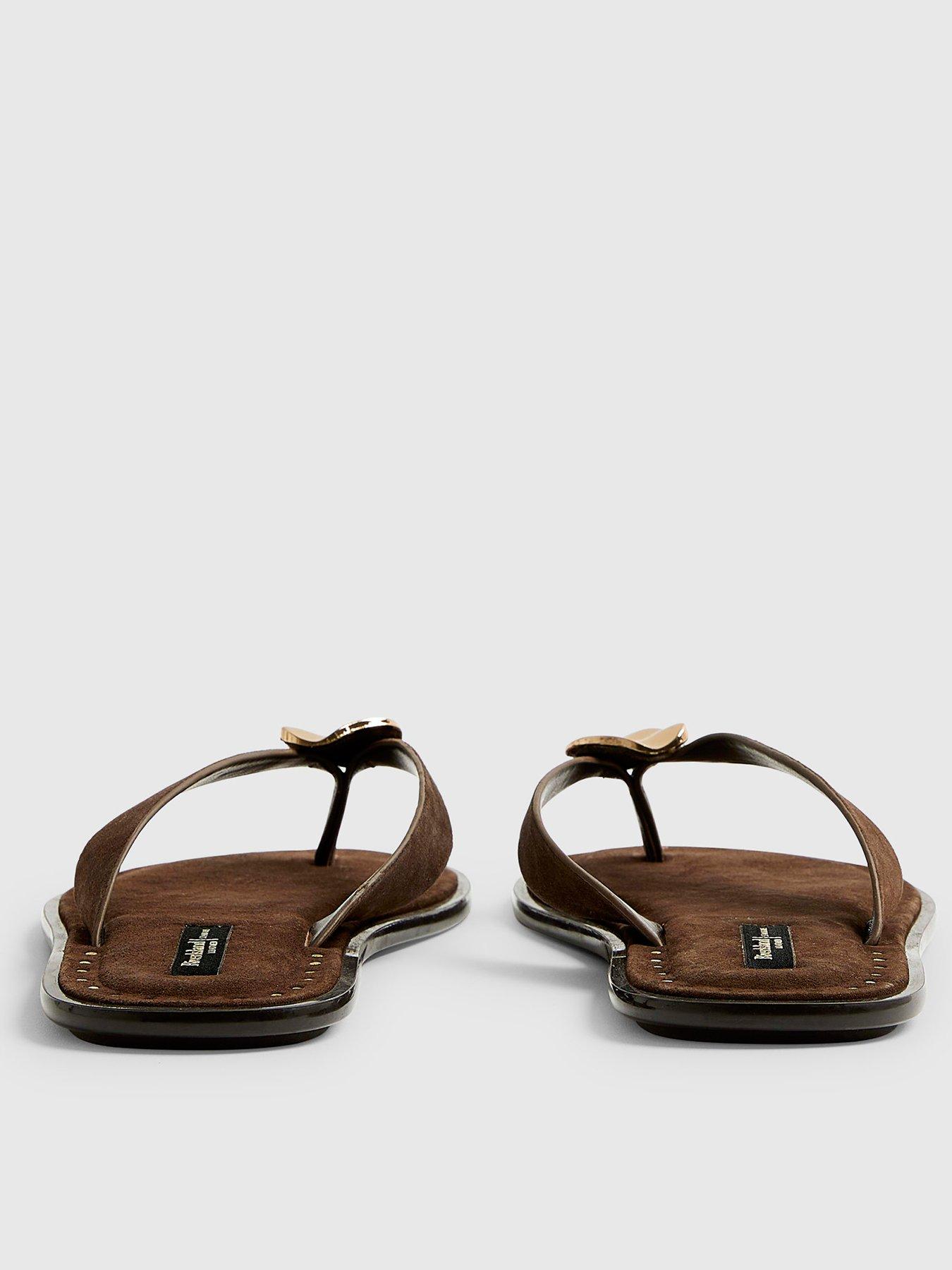 Image 4 of 5 of River Island Toe Thong Flat Sandals - Brown