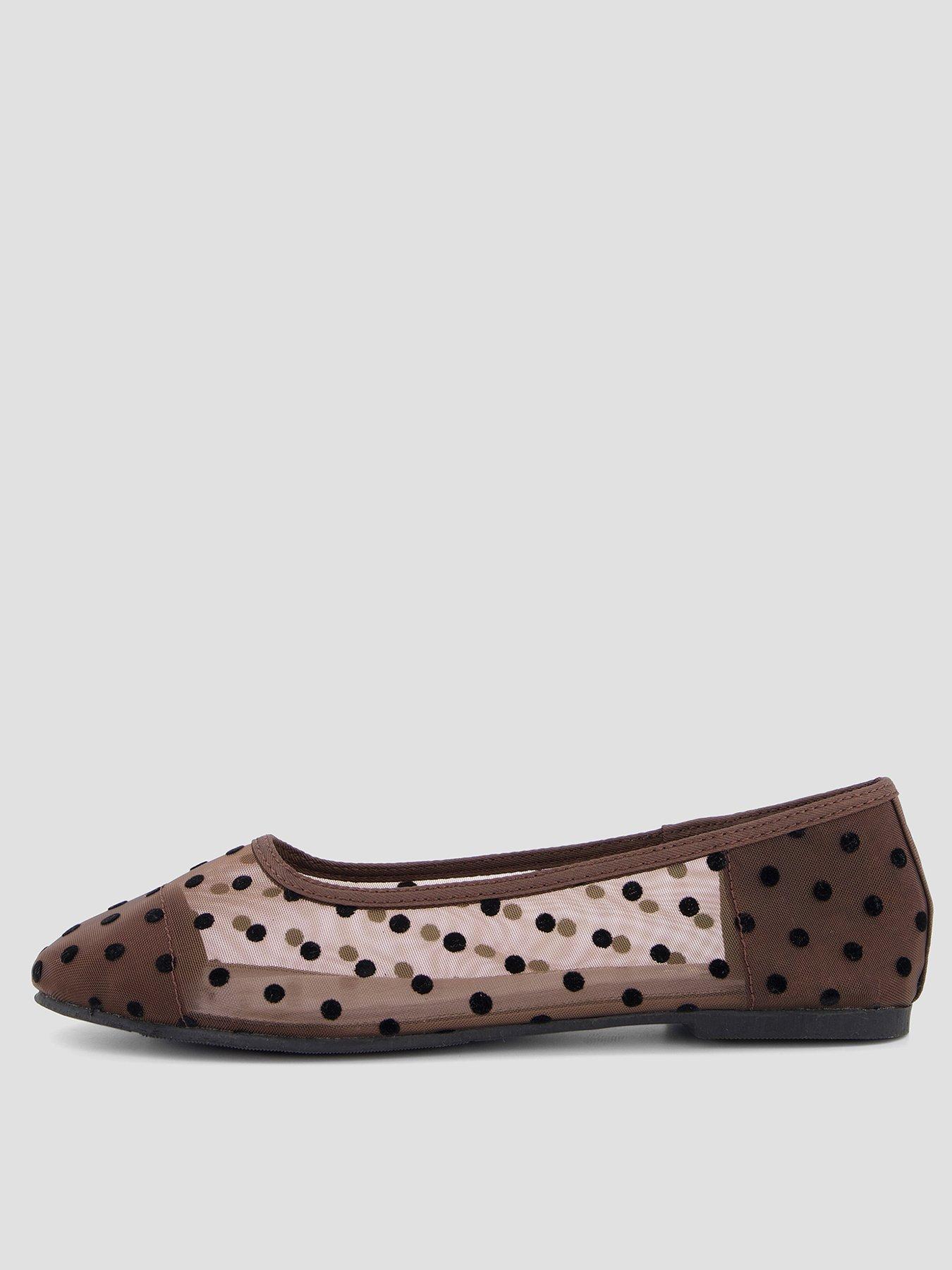The Very Collection Polka Dot Ballerina Shoes - Brown
