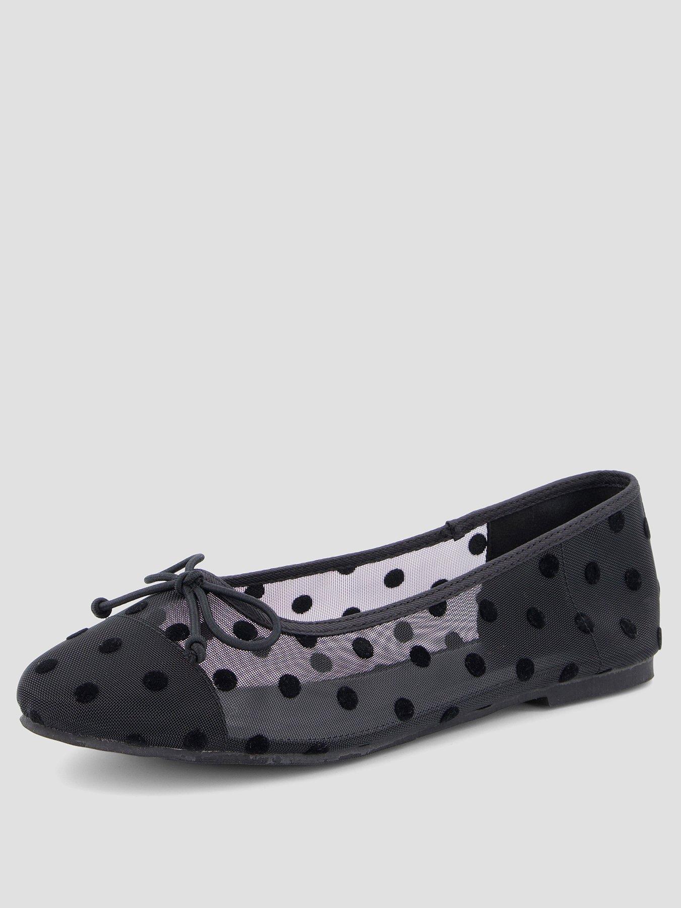 Image 2 of 7 of The Very Collection Wide Fit Polka Dot Ballerina Shoes - Black