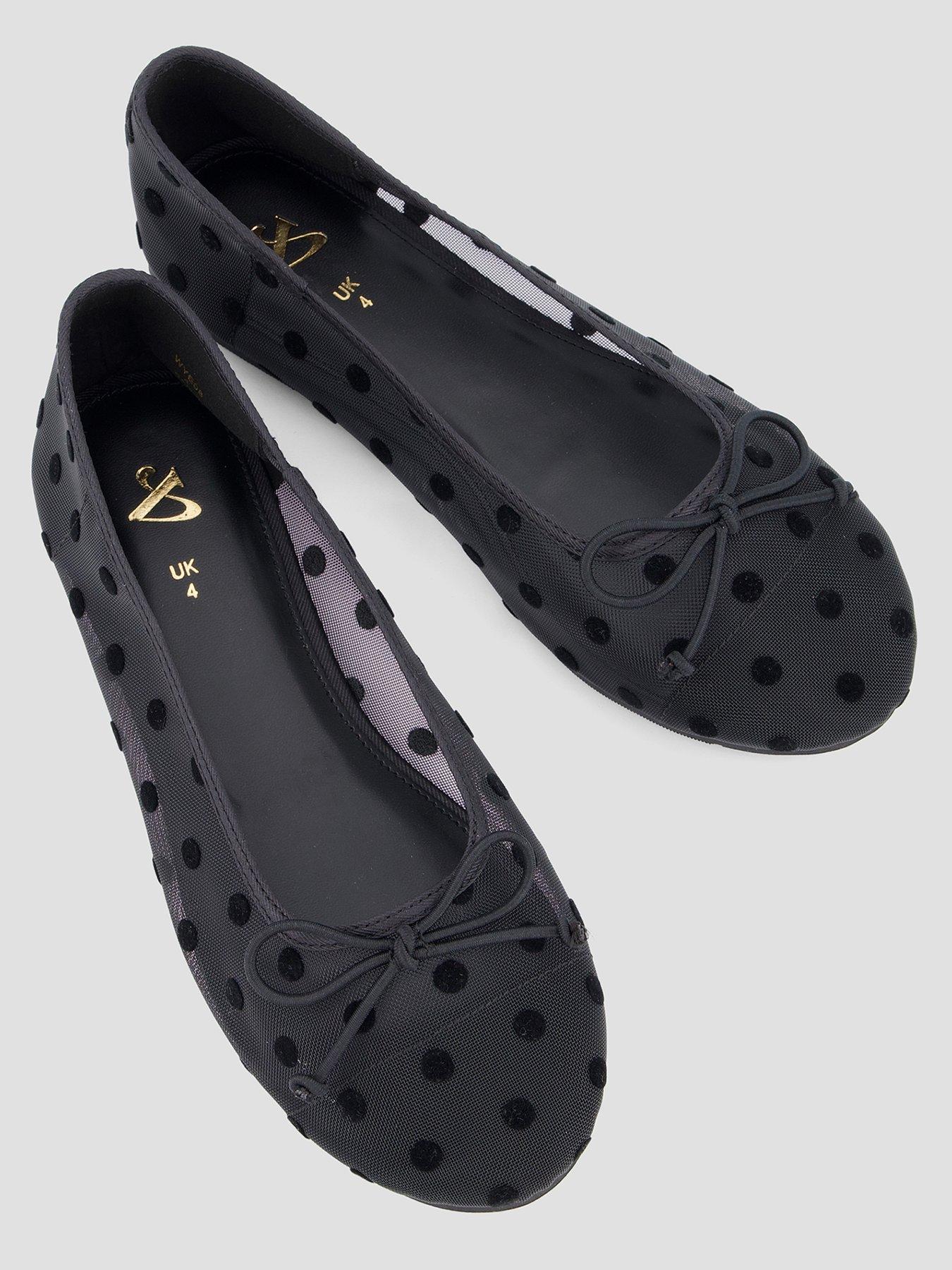 Image 3 of 7 of The Very Collection Wide Fit Polka Dot Ballerina Shoes - Black