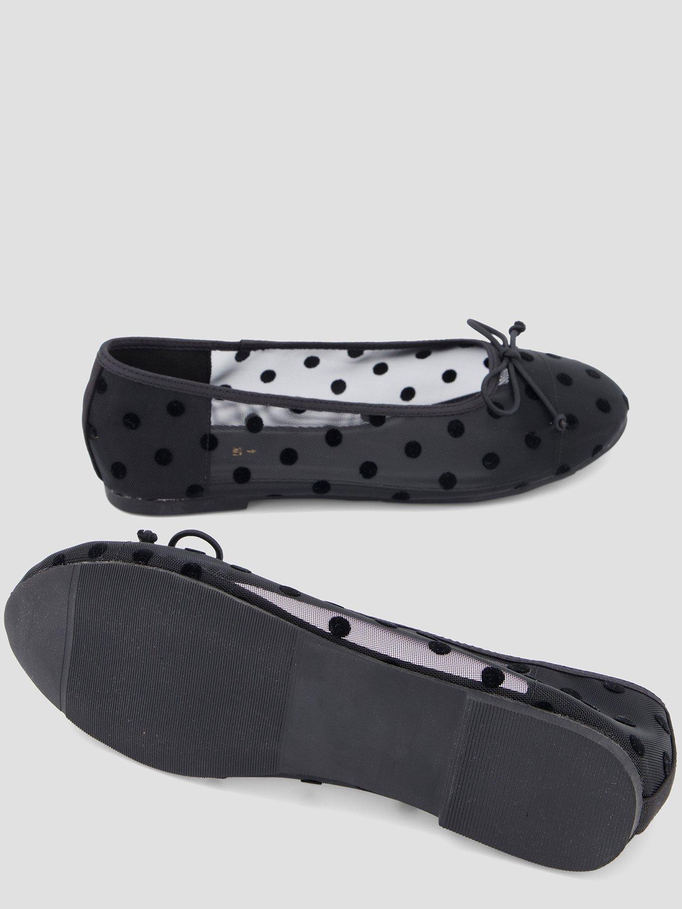 Image 4 of 7 of The Very Collection Wide Fit Polka Dot Ballerina Shoes - Black