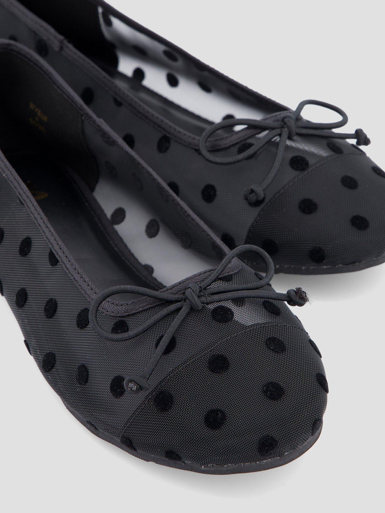 Image 5 of 7 of The Very Collection Wide Fit Polka Dot Ballerina Shoes - Black