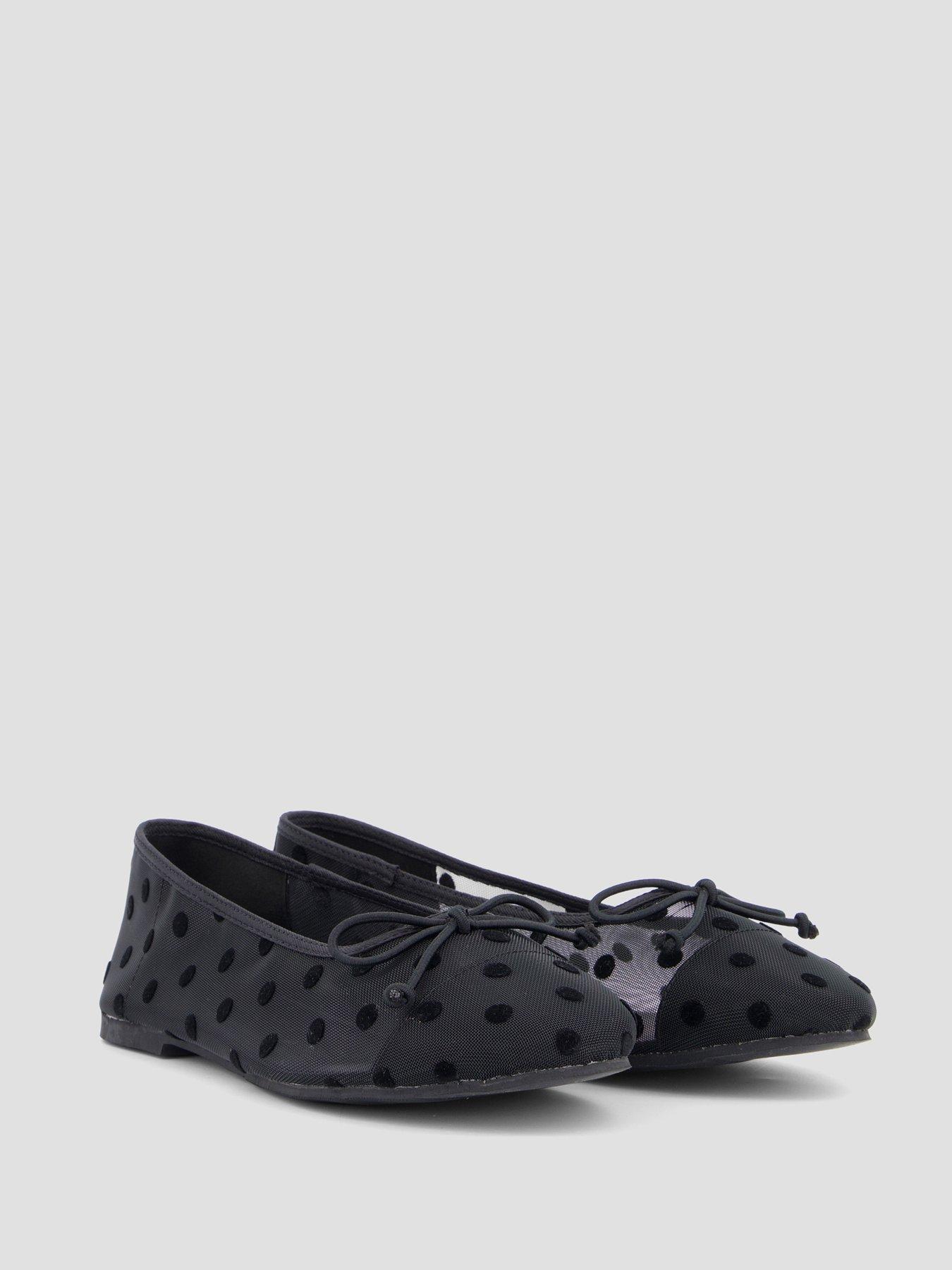 Image 6 of 7 of The Very Collection Wide Fit Polka Dot Ballerina Shoes - Black