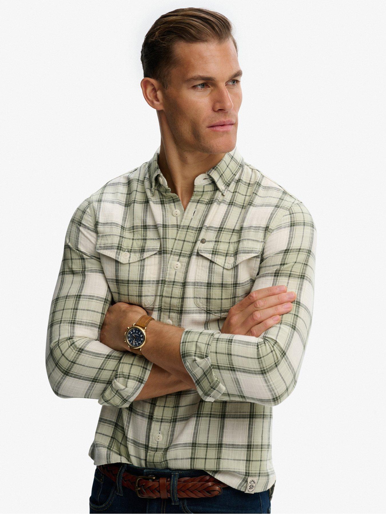  image of superdry-merchant-lite-check-shirt-green