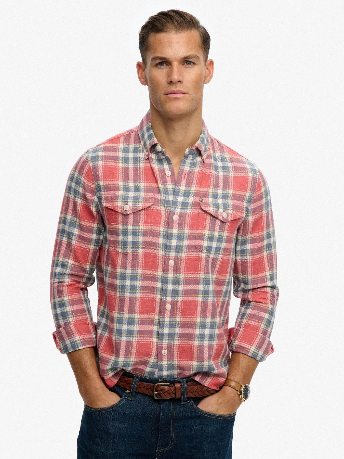  image of superdry-merchant-lite-check-shirt-orange