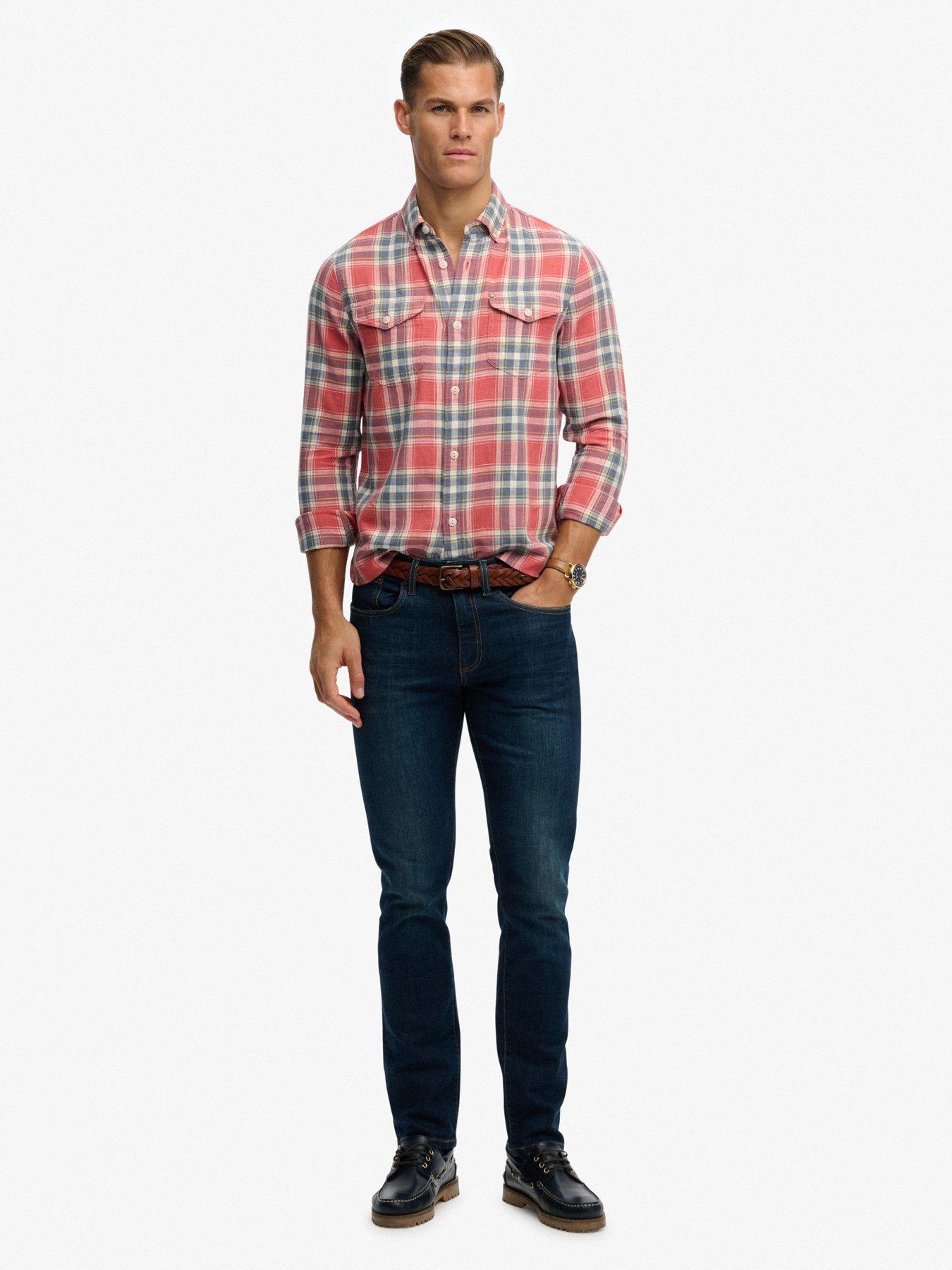  image of superdry-merchant-lite-check-shirt-orange