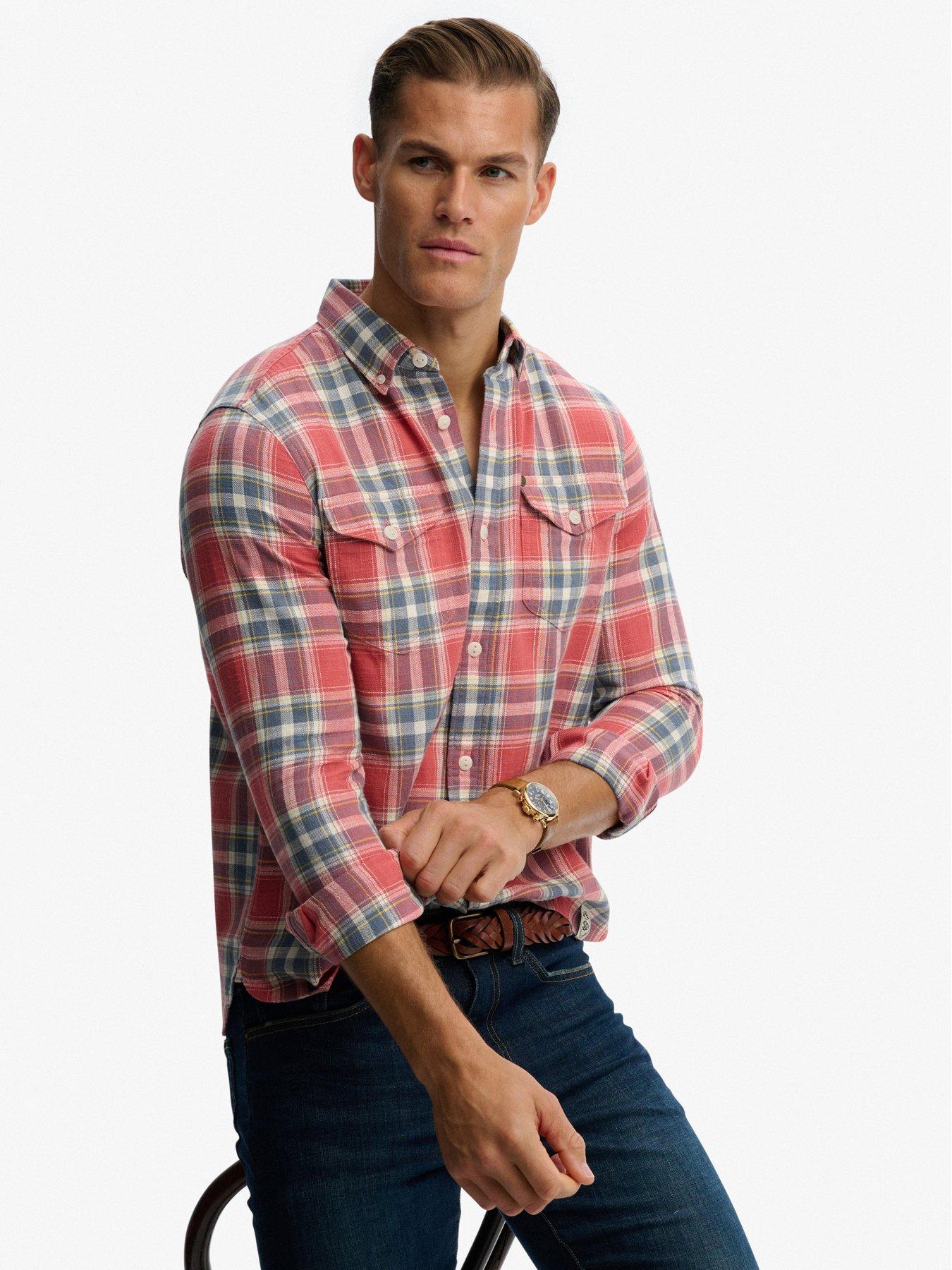  image of superdry-merchant-lite-check-shirt-orange