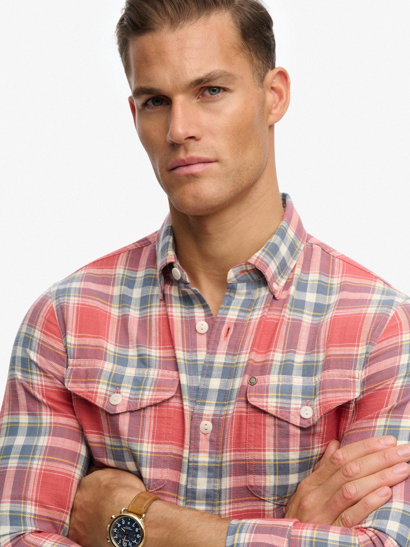  image of superdry-merchant-lite-check-shirt-orange