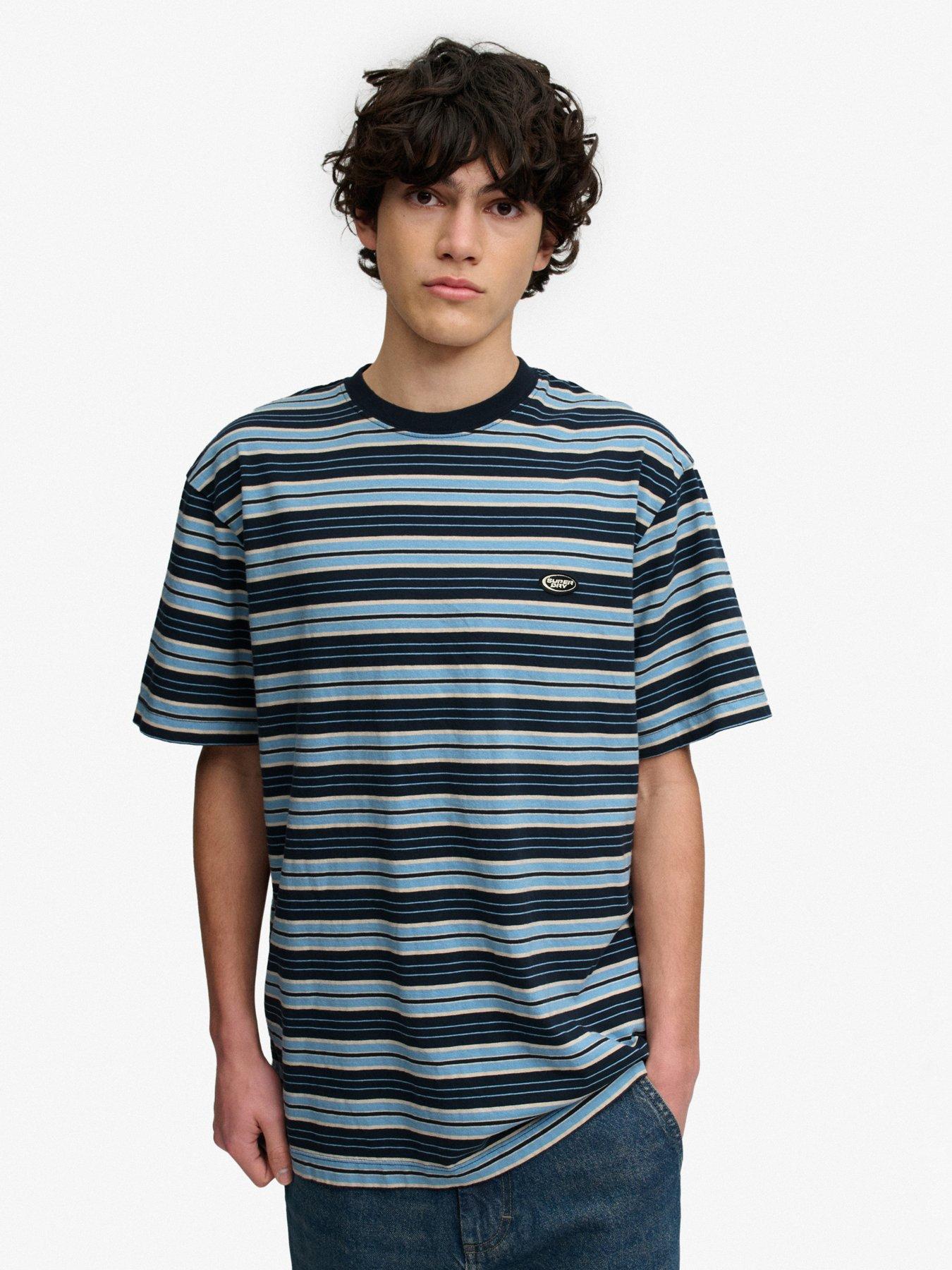 Image 1 of 4 of Superdry Oversized Stripe T-Shirt - Blue