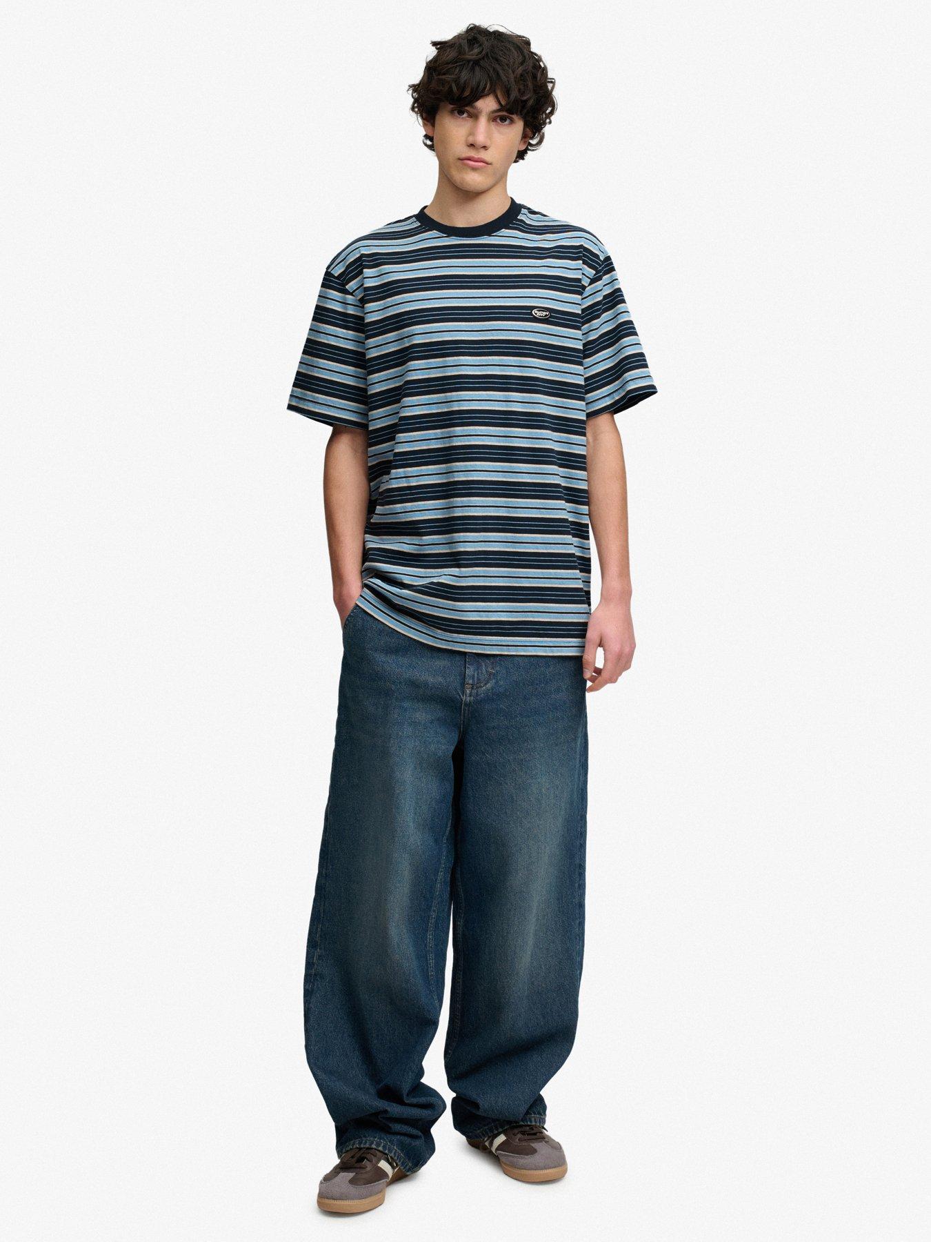 Image 3 of 4 of Superdry Oversized Stripe T-Shirt - Blue