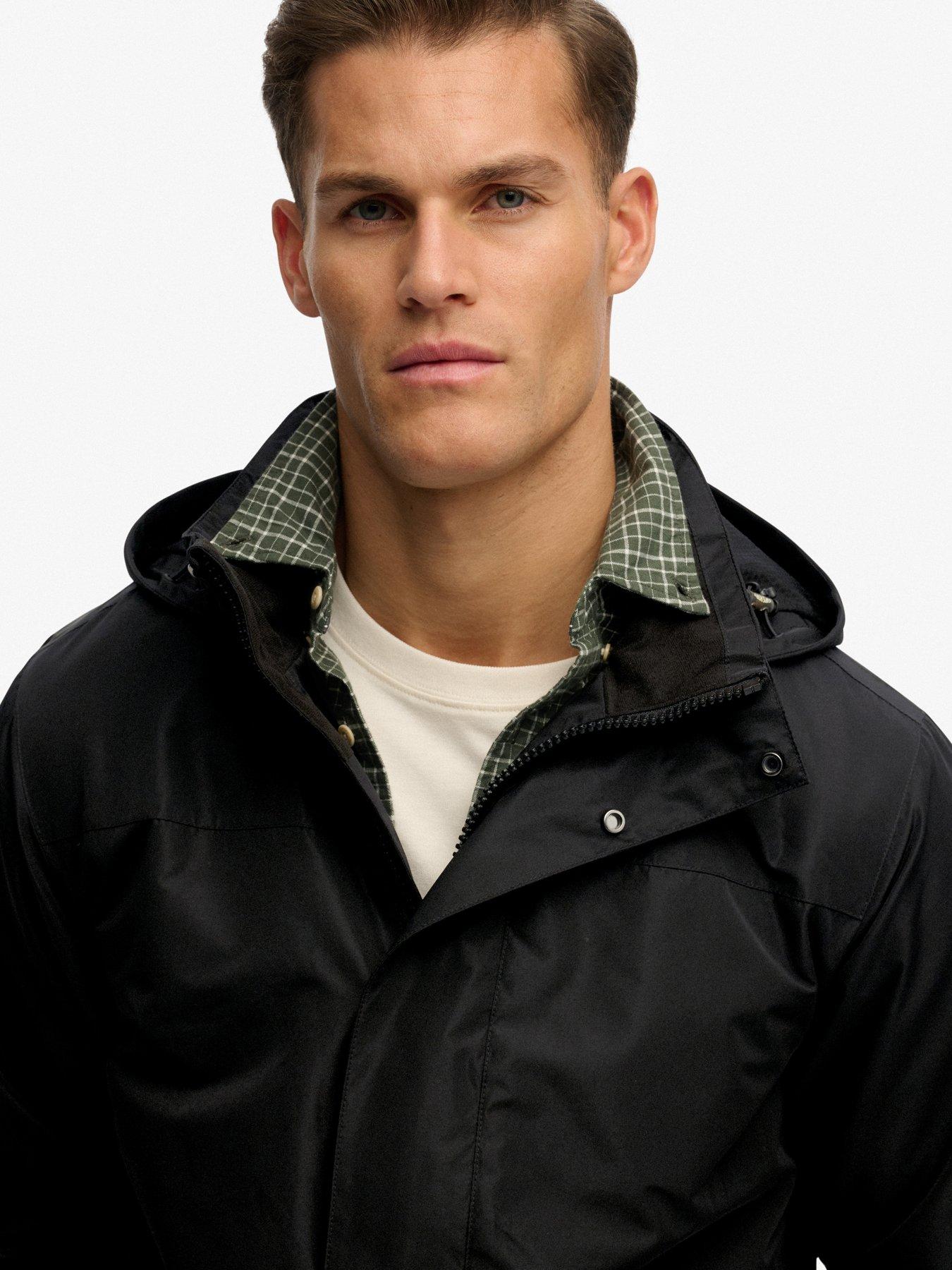  image of superdry-hooded-shell-jacket-black