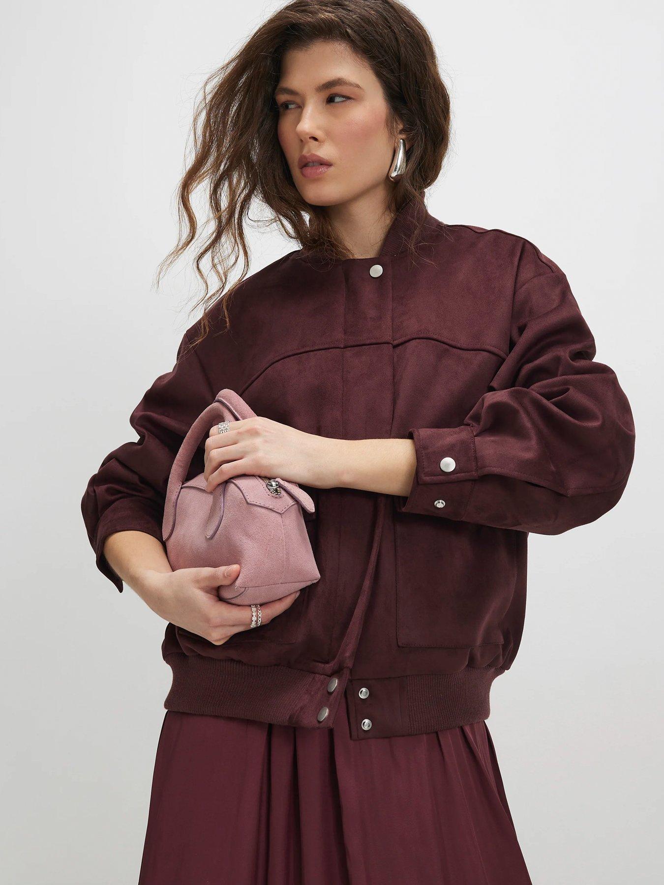 River Island Suedette Classic Bomber - Red