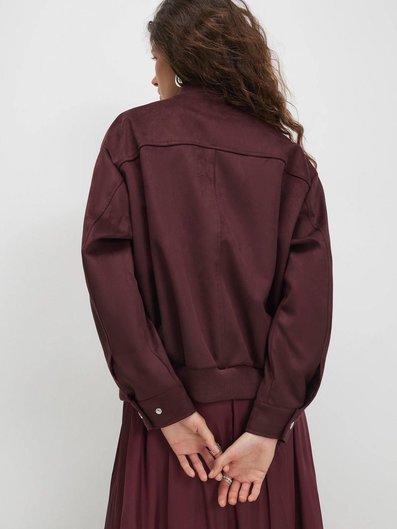 Image 2 of 4 of River Island Suedette Classic Bomber - Red