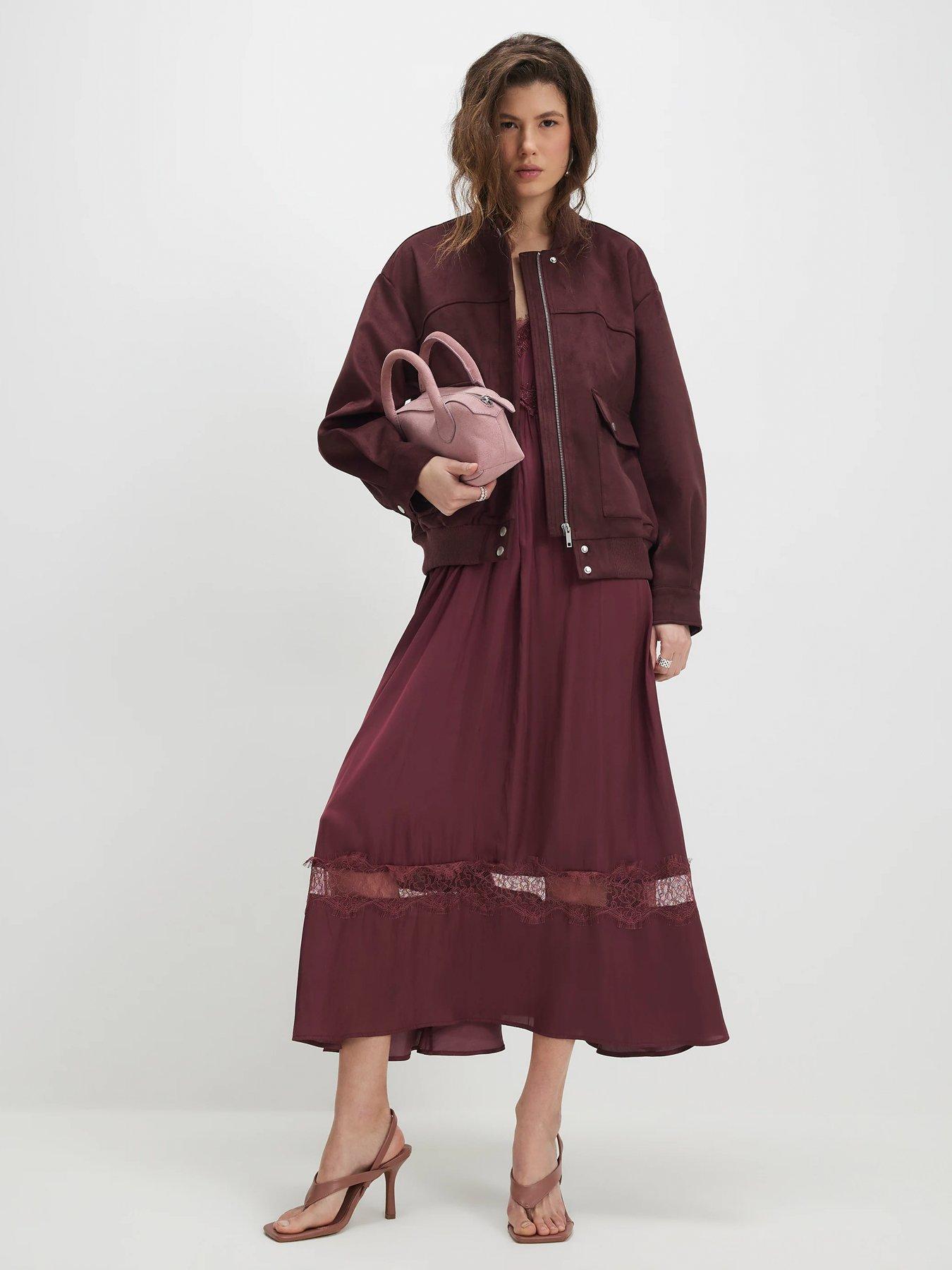 Image 3 of 4 of River Island Suedette Classic Bomber - Red