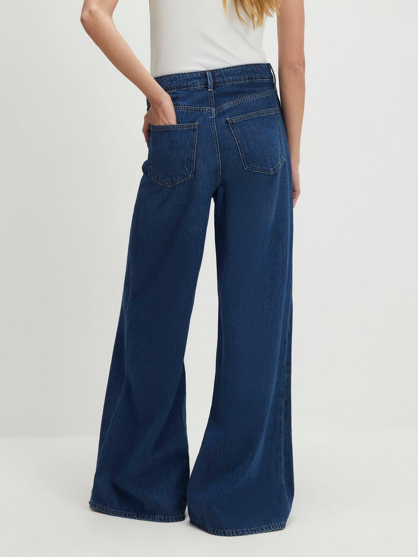 River Island High Waisted Soft Wide Leg Jeans - Blue