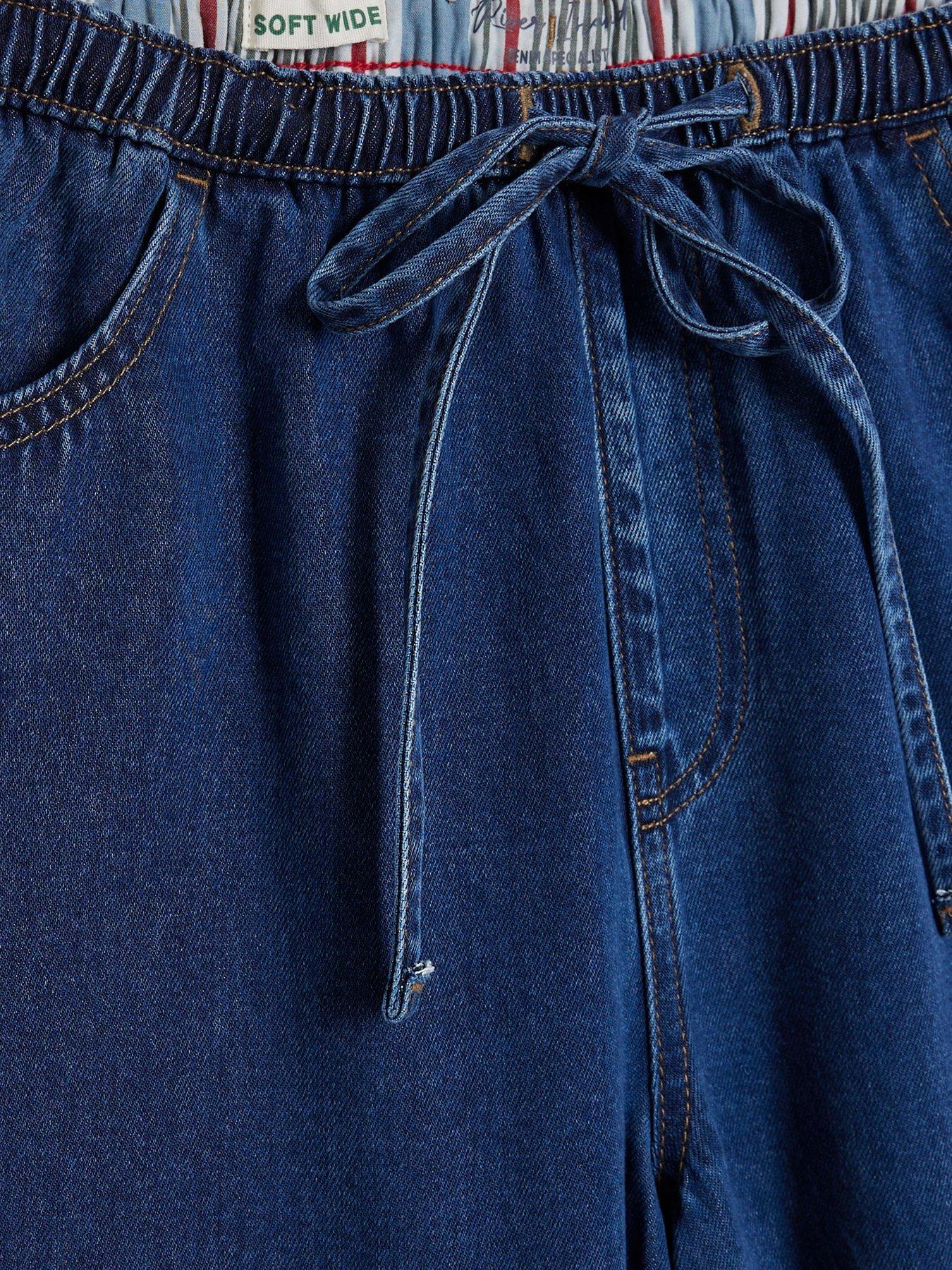 Image 6 of 6 of River Island Wide Leg Drawstring Jeans - Blue