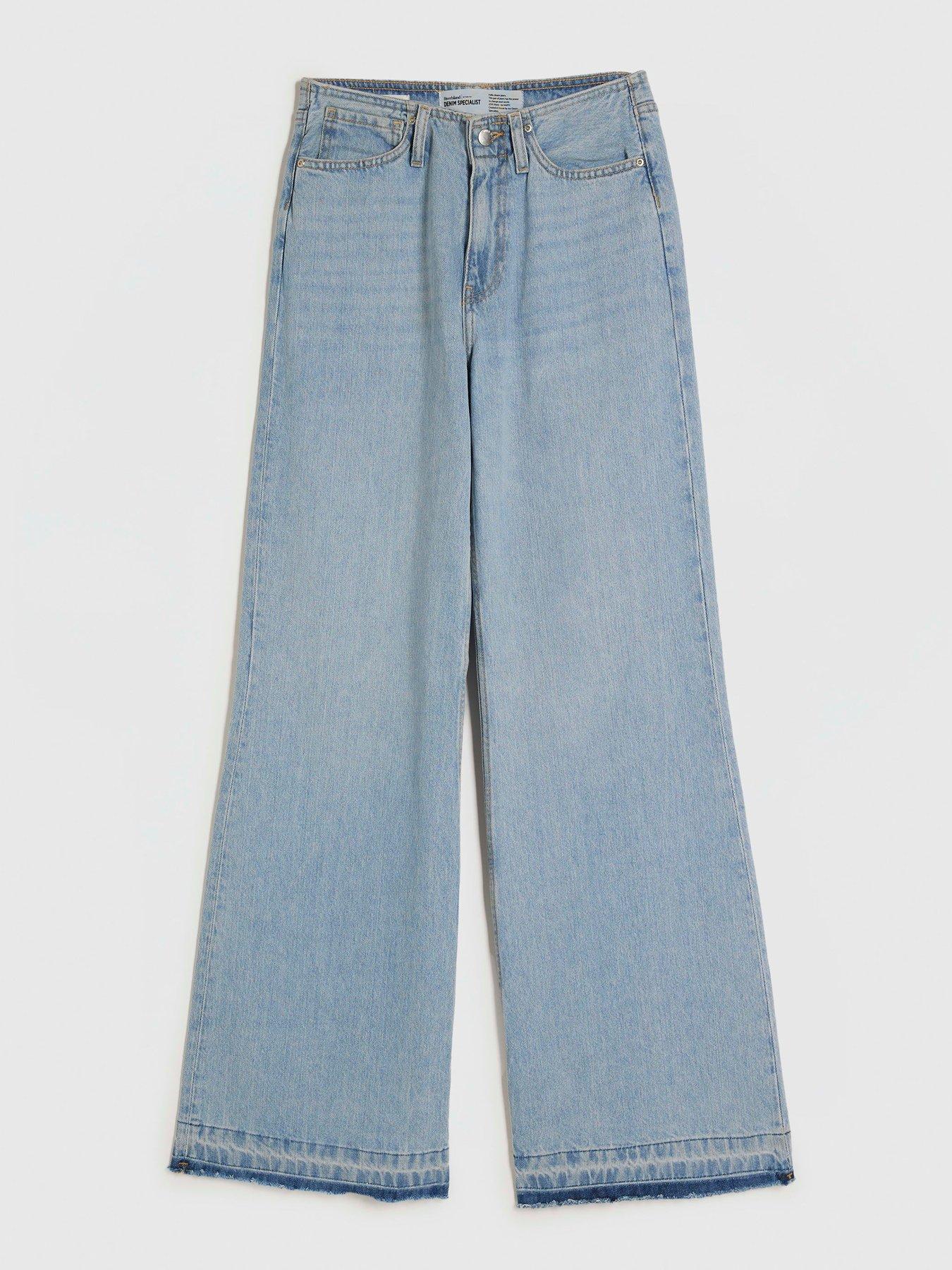 Image 4 of 5 of River Island Clean Waist Wide Trn Down Hem - Blue