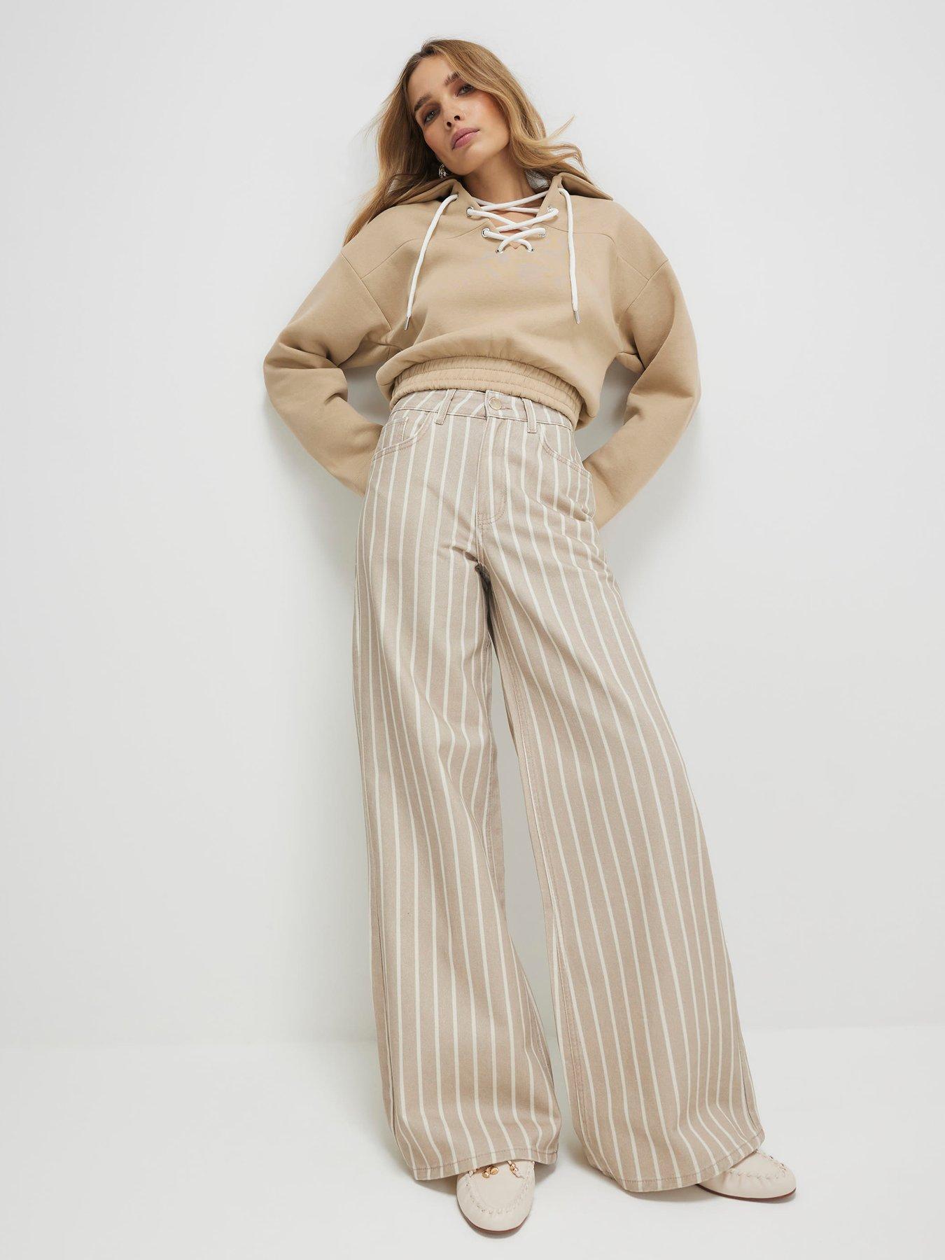 River Island Steve Stripe Super Wide - Beige