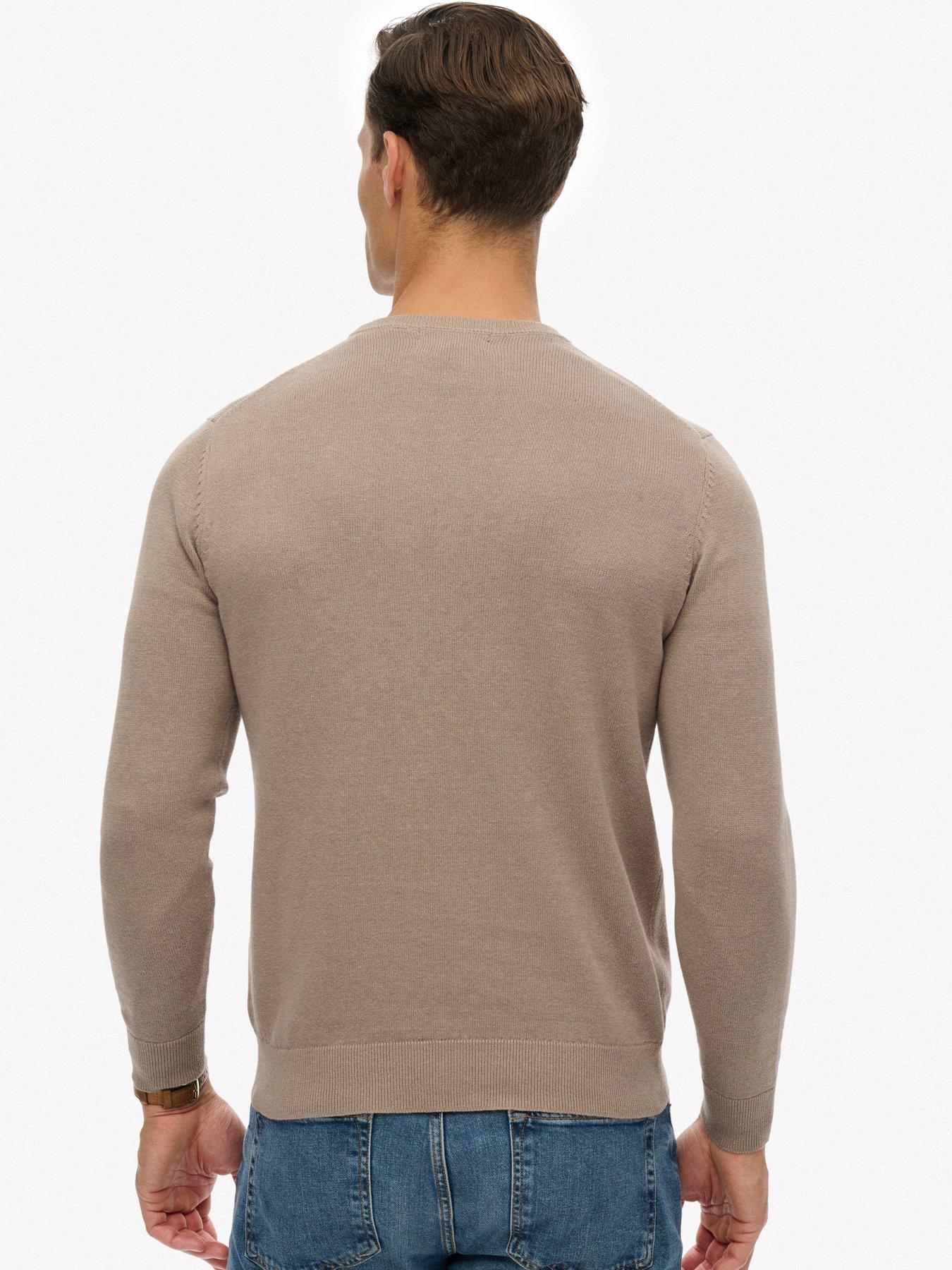  image of superdry-essentials-cotton-knitted-jumper-brown