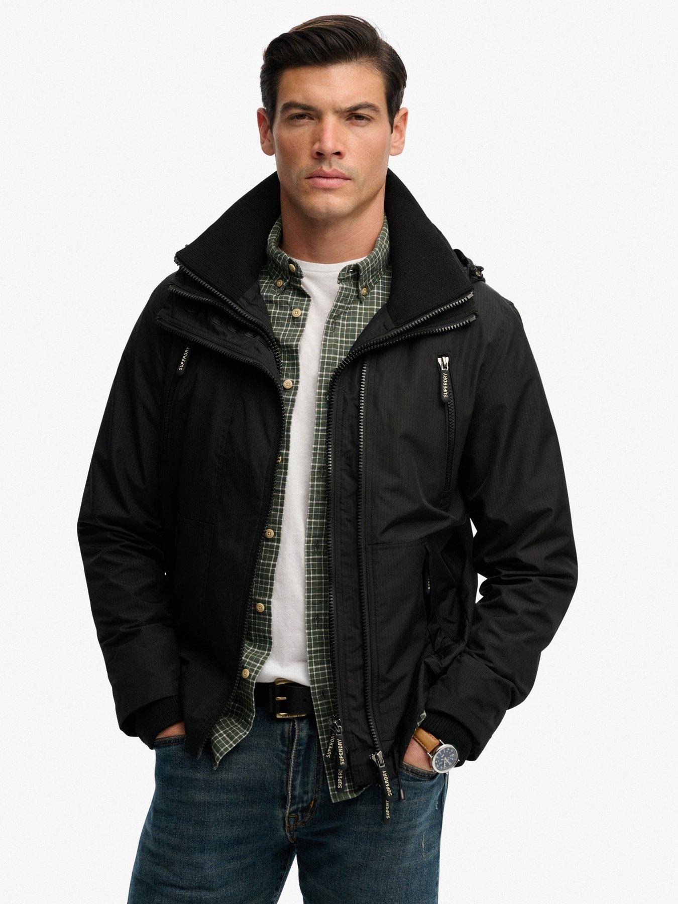 Image 1 of 6 of Superdry Hooded Mountain Windbreaker Jacket - Black