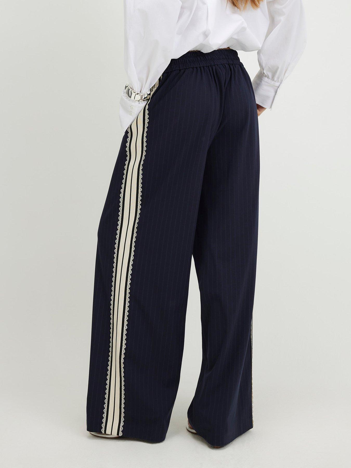 Image 2 of 4 of River Island Crochet Side Stripe Jogger - Blue