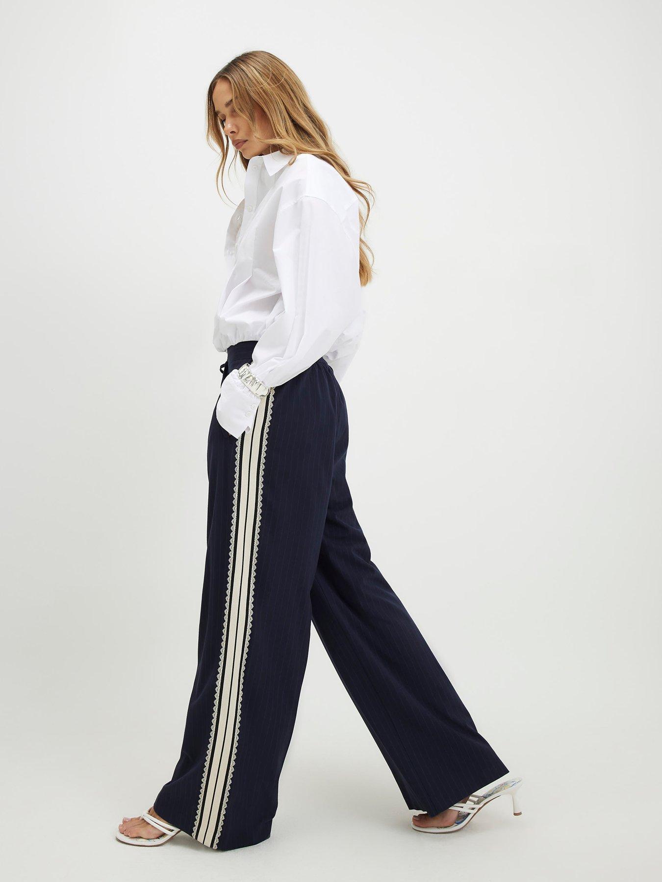 Image 3 of 4 of River Island Crochet Side Stripe Jogger - Blue