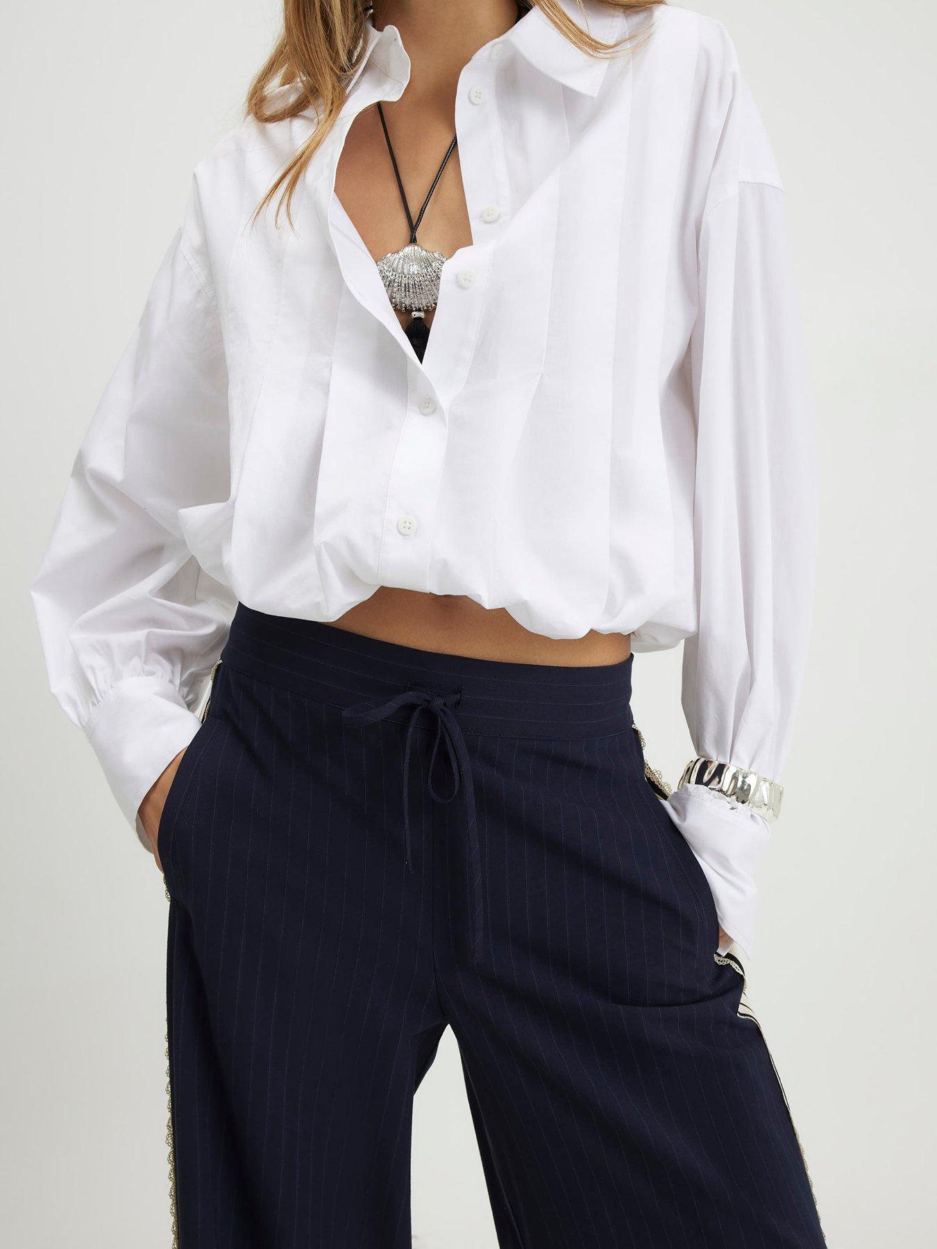 Image 4 of 4 of River Island Crochet Side Stripe Jogger - Blue