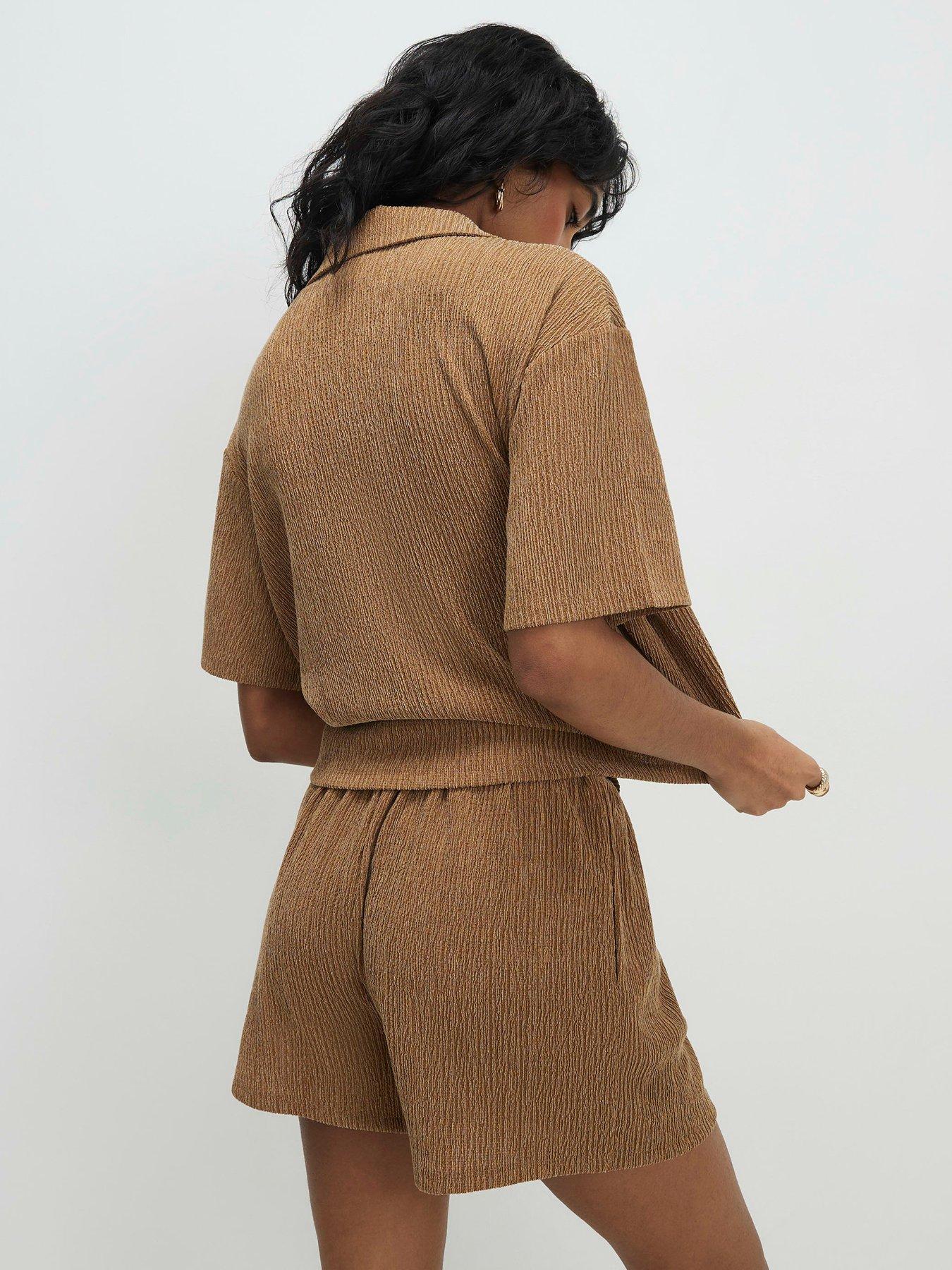 stillFront image of river-island-texture-co-ord-short-beige