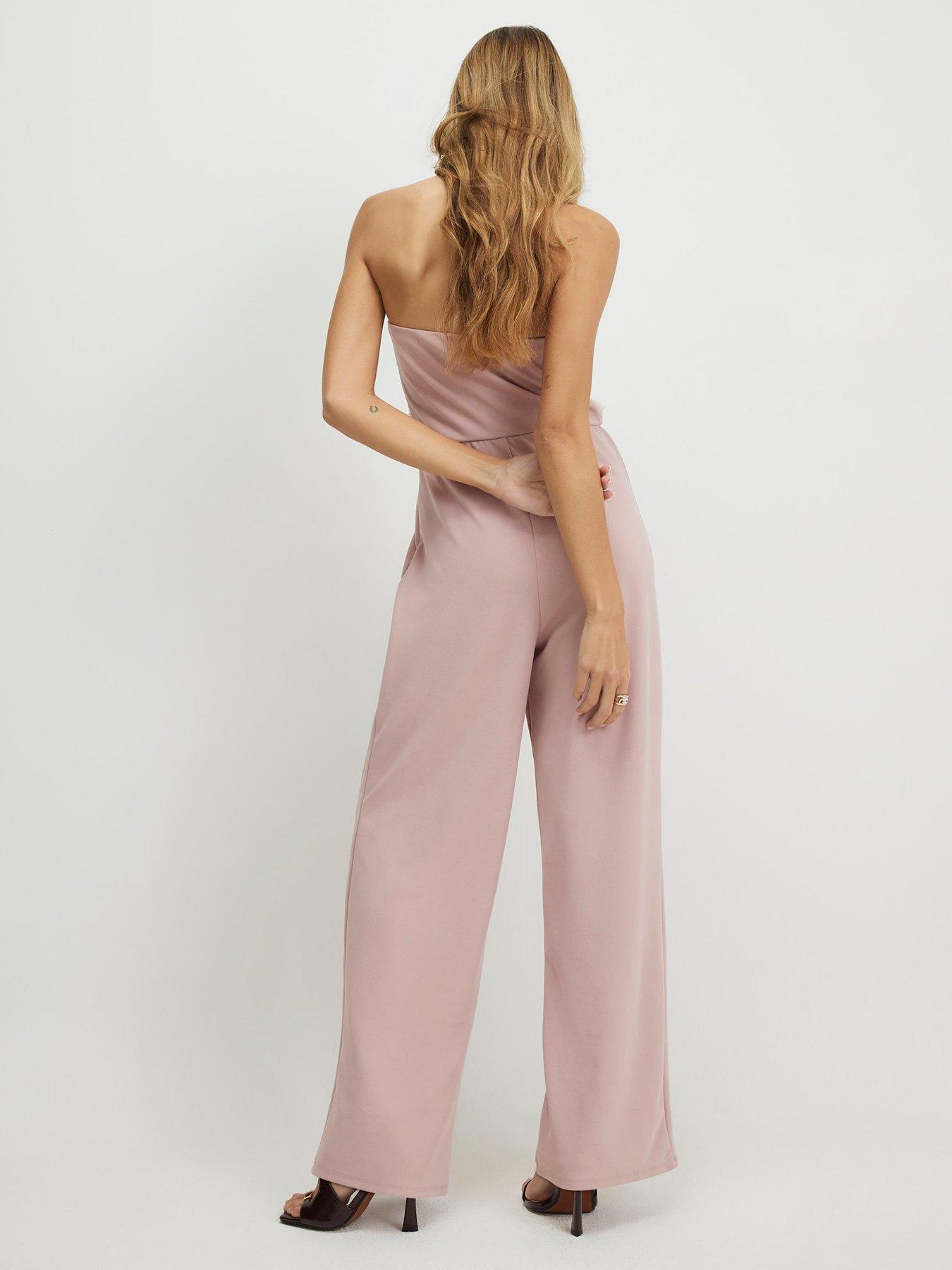 Image 2 of 4 of River Island Sls 3D Bandeau Jumpsuit - Pink