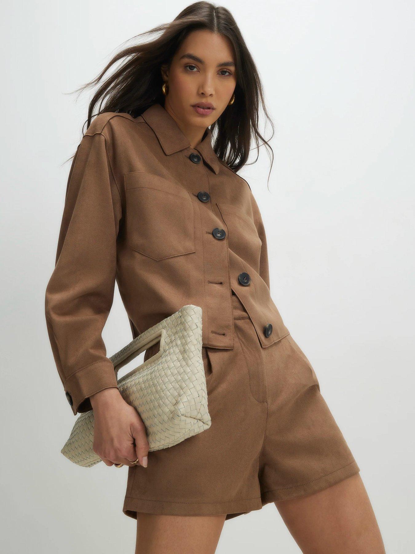 River Island Easy Suedette Overshirt - Beige