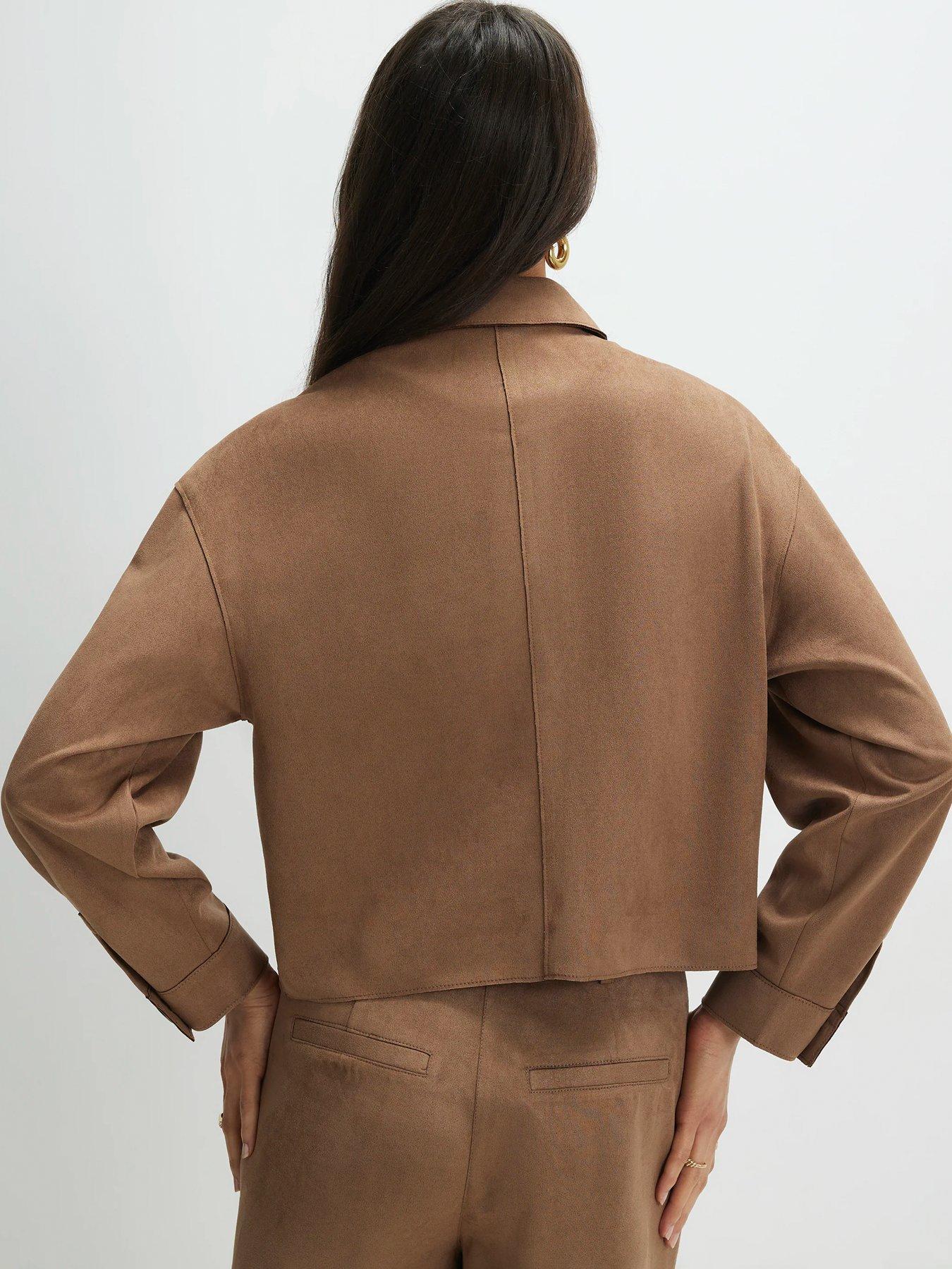 Image 2 of 4 of River Island Easy Suedette Overshirt - Beige