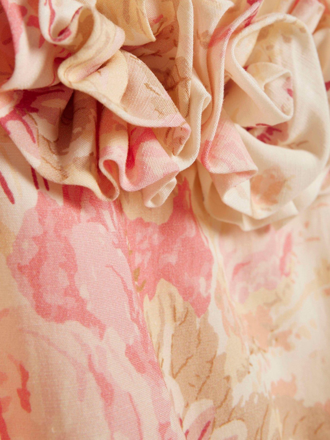 Image 6 of 6 of River Island Corsage Tiered Linen Dress - Beige