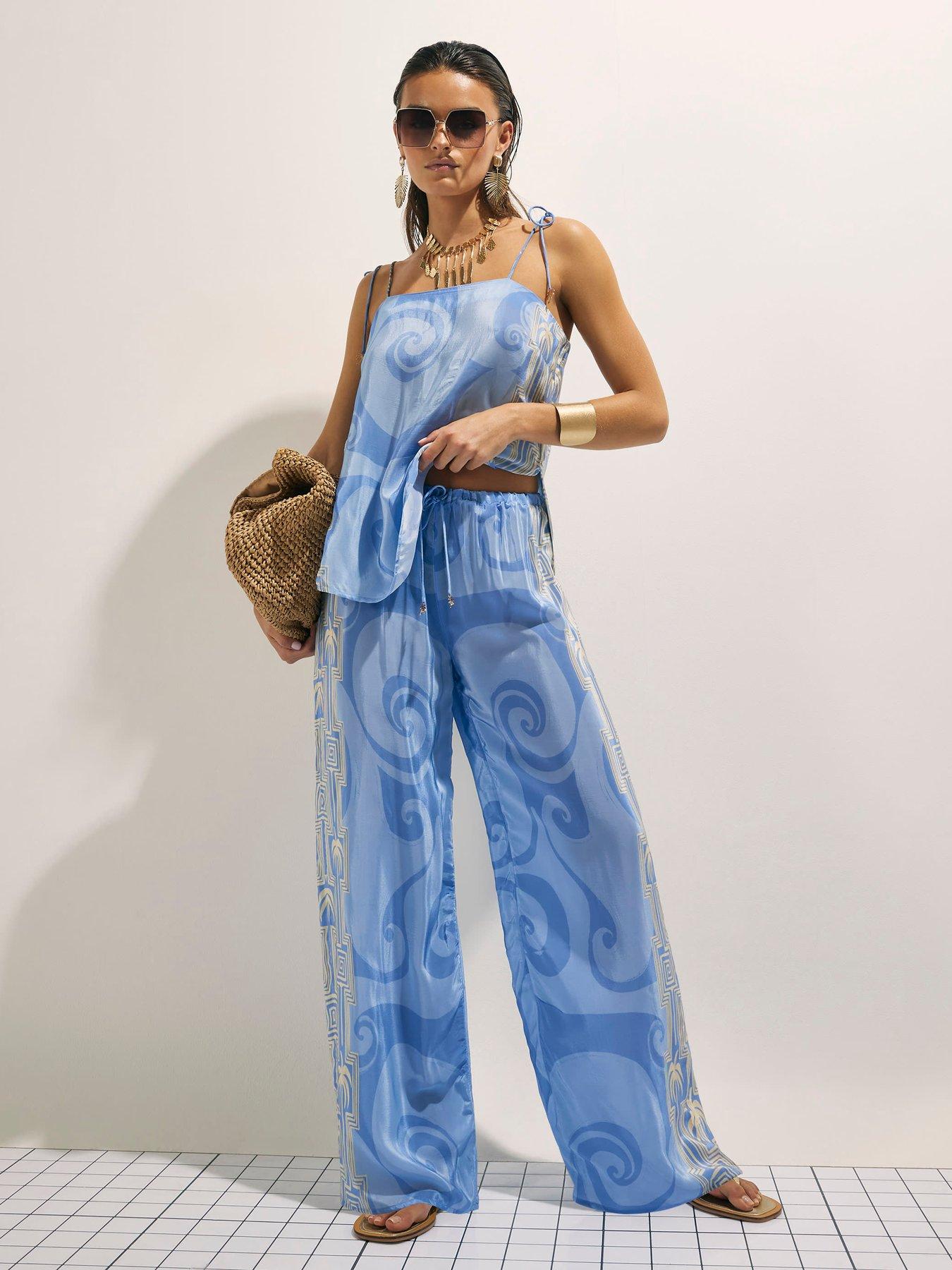 River Island La Mer Palm Co-ord Trouser - Blue