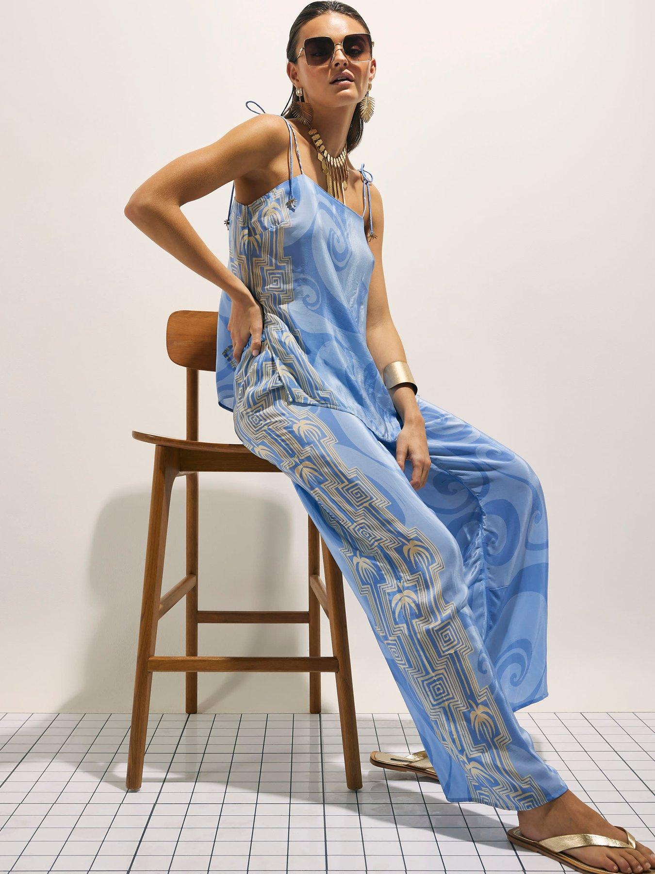  image of river-island-la-mer-palm-trouser-blue