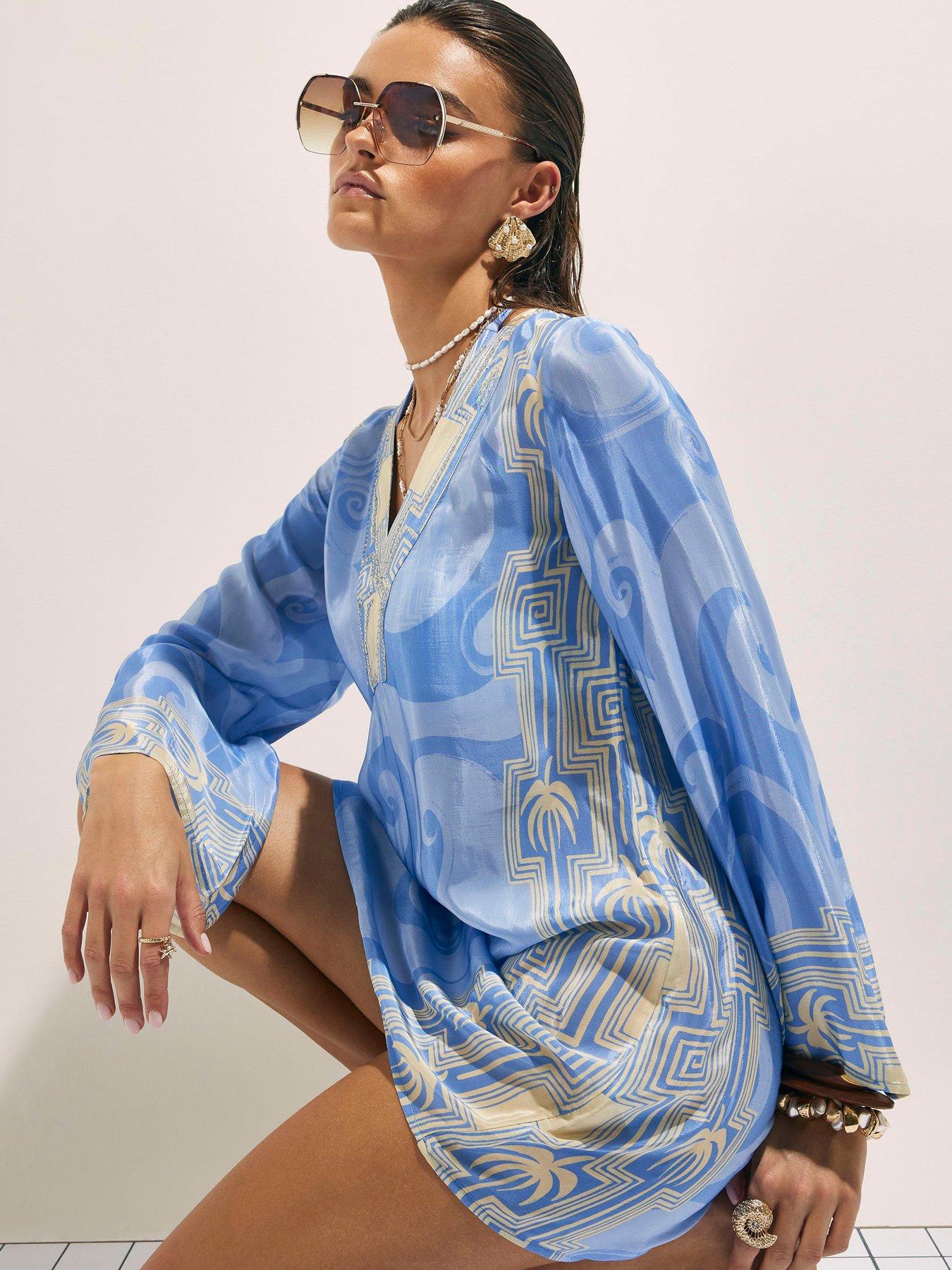 River Island La Mer Palm Tunic - Blue