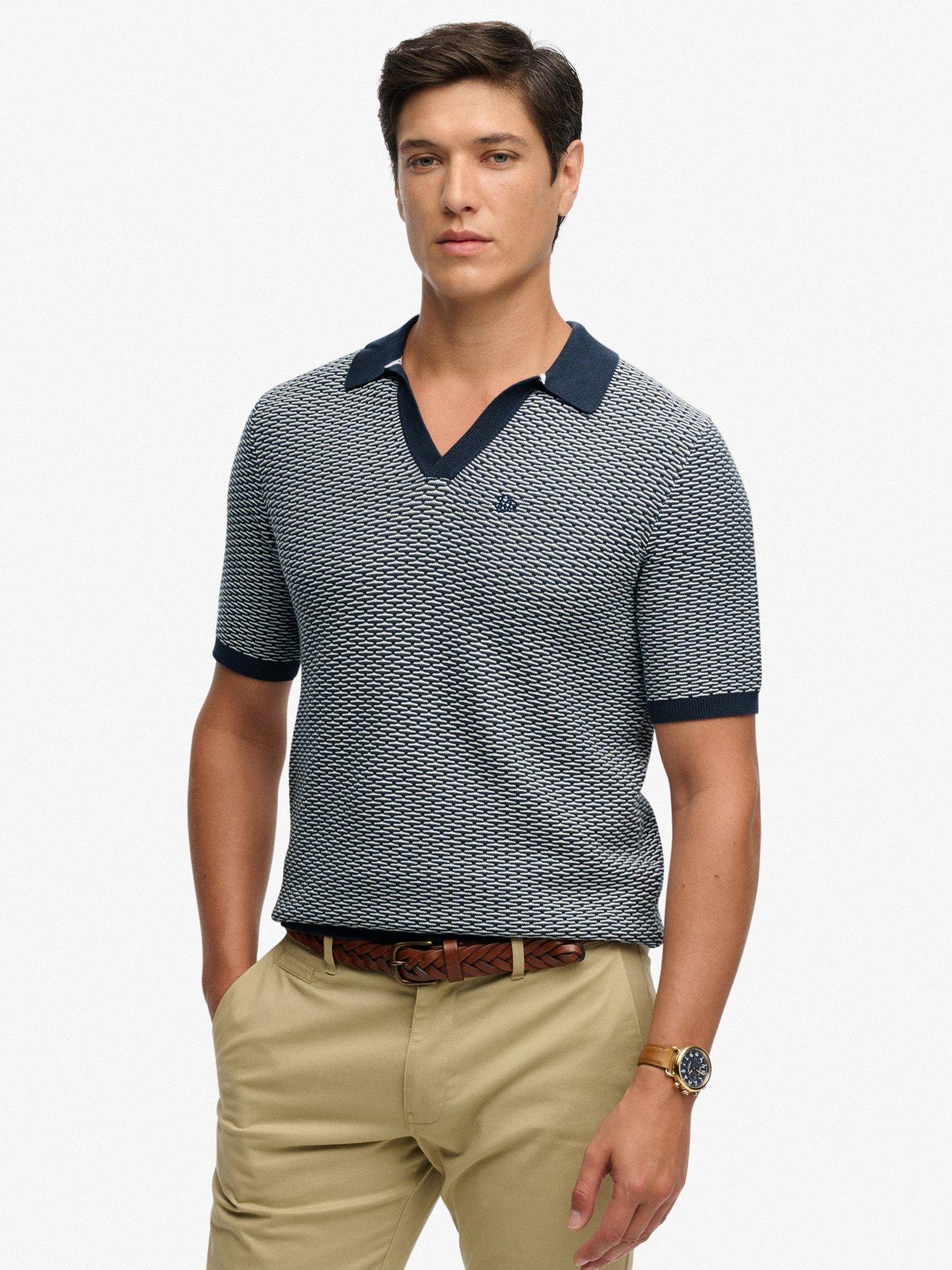Superdry Johnny Collar Knitted Polo Shirt - Navy