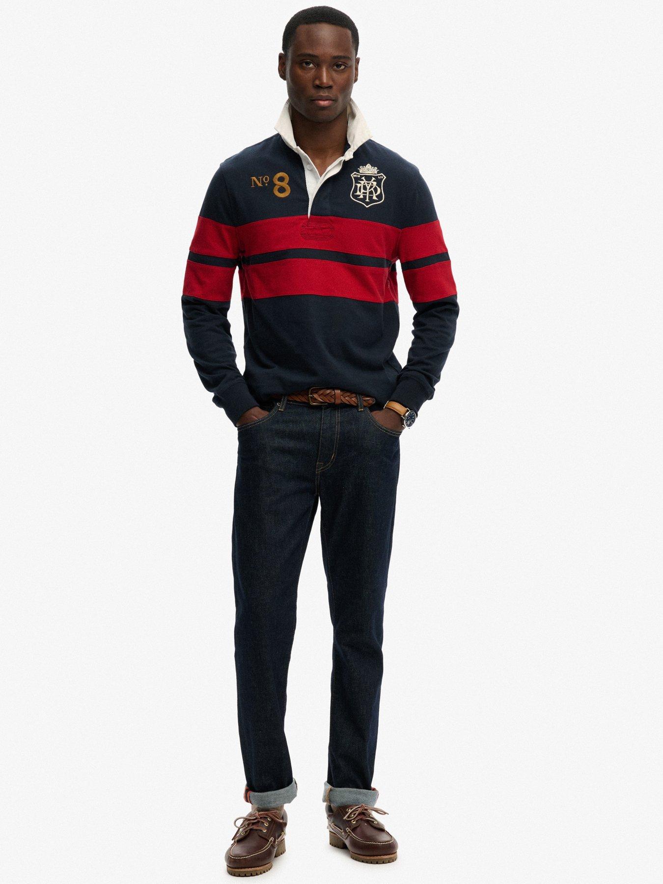  image of superdry-double-emblem-stripe-rugby-top-navy