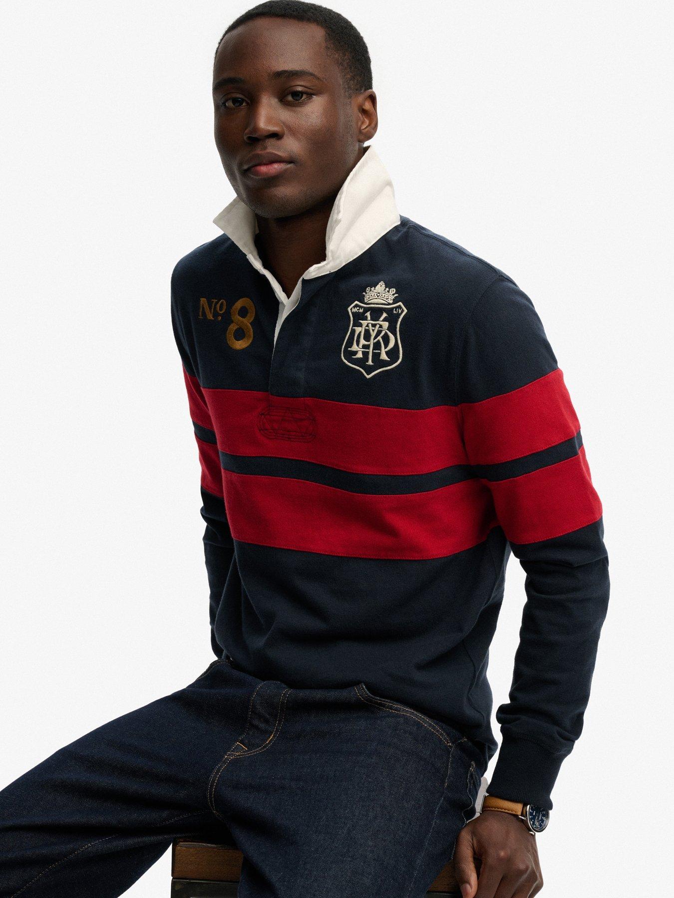  image of superdry-double-emblem-stripe-rugby-top-navy