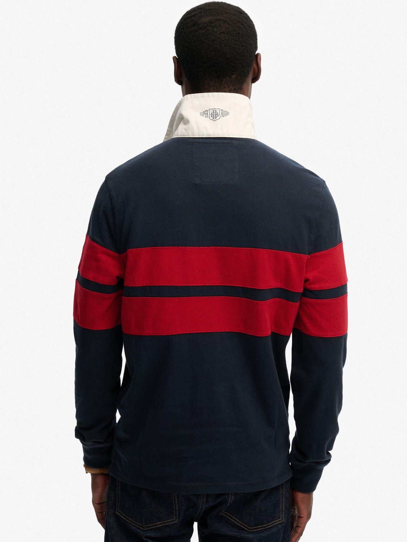  image of superdry-double-emblem-stripe-rugby-top-navy