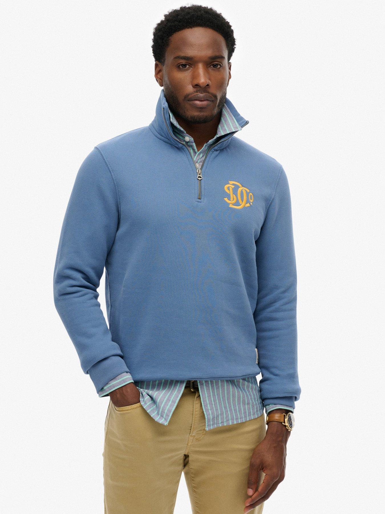 Image 1 of 5 of Superdry Neon Half Zip Sweatshirt - Light Blue