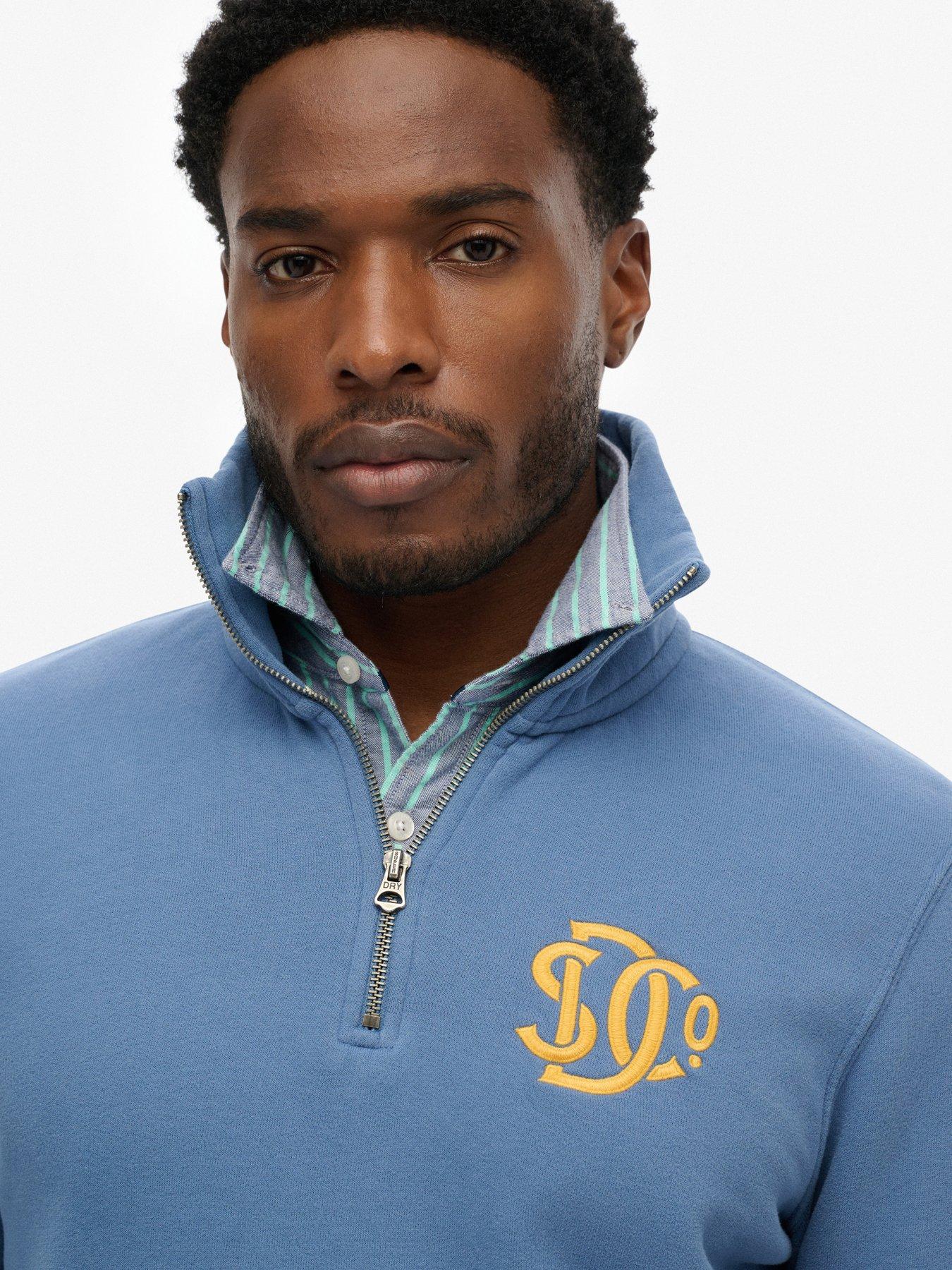 Image 4 of 5 of Superdry Neon Half Zip Sweatshirt - Light Blue