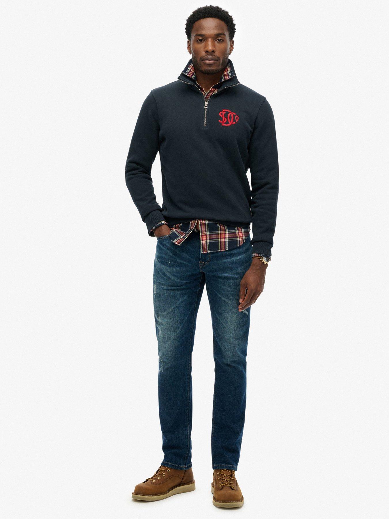  image of superdry-sdampco-neon-half-zip-sweatshirt-navy