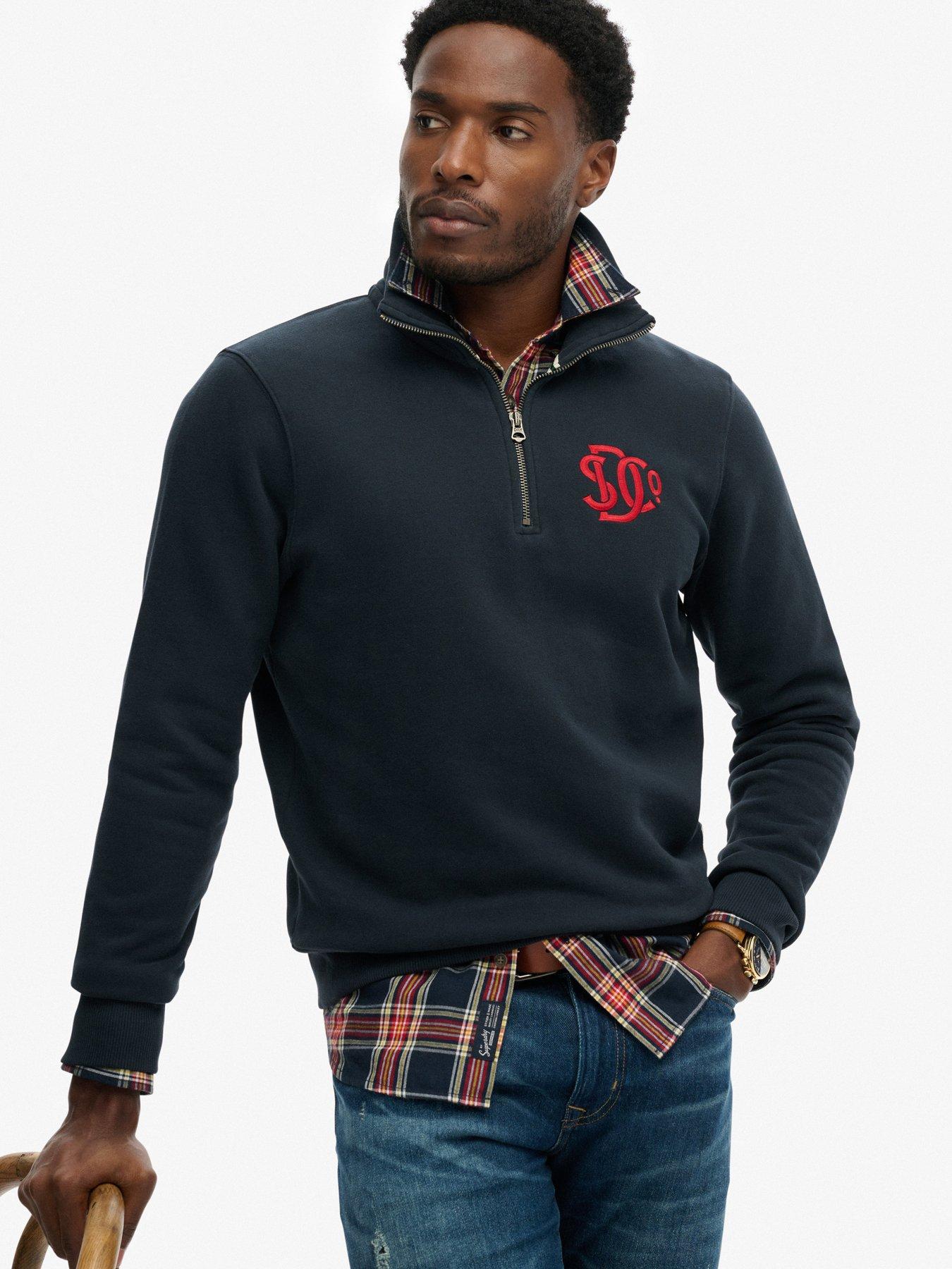 image of superdry-sdampco-neon-half-zip-sweatshirt-navy
