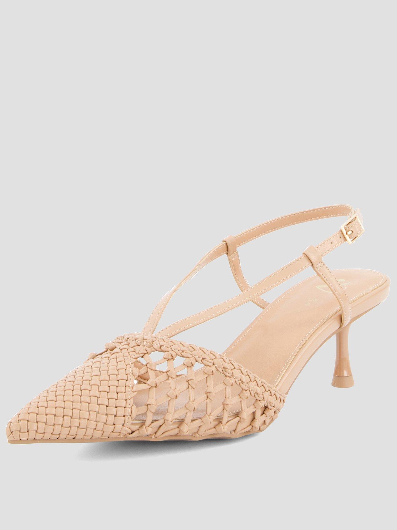 The Very Collection Low Kitten Heel Weave Court Shoes - Nude